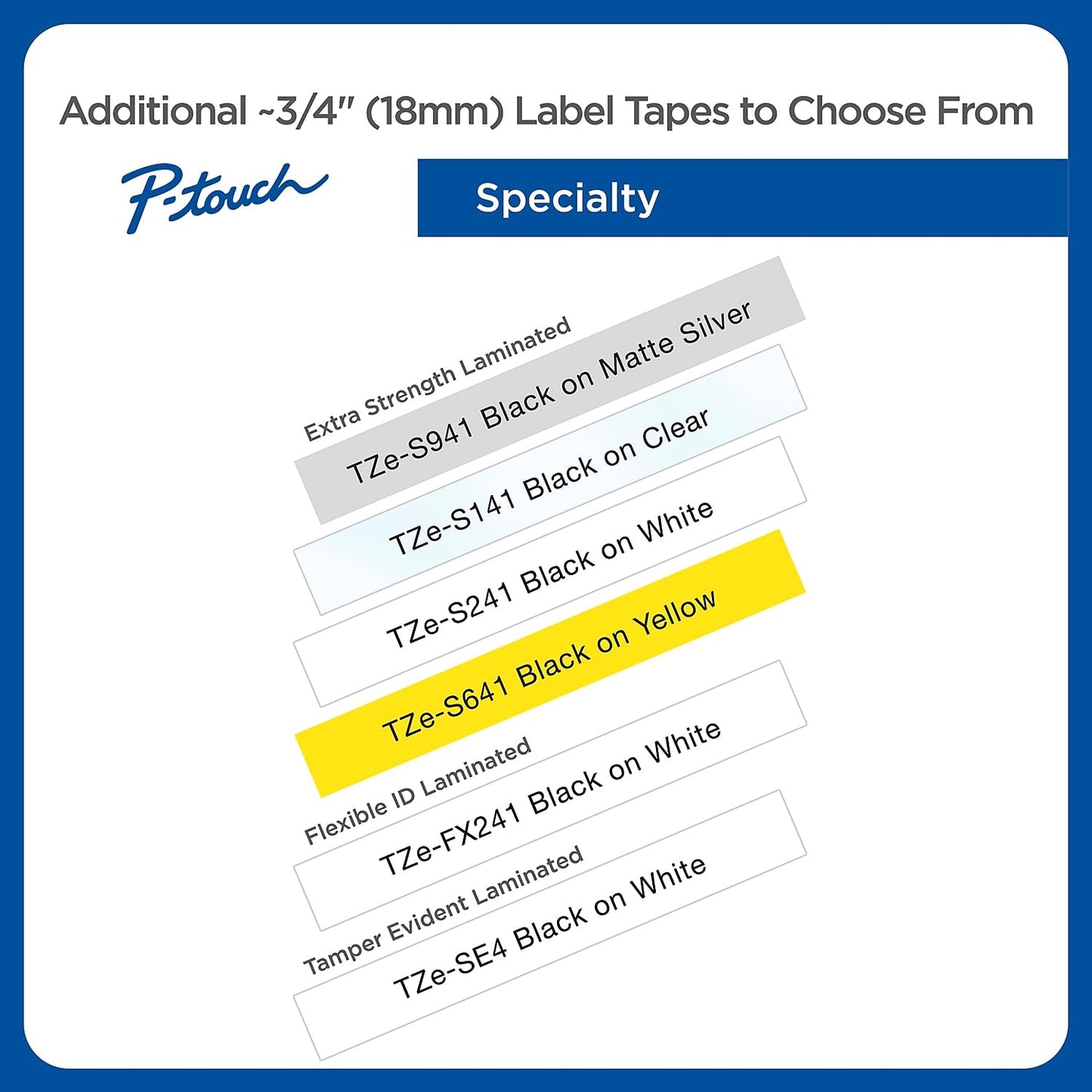 Brother Genuine P-Touch TZE-241 Tape, 3/4" (0.70") Standard Laminated P-Touch Tape, Black on White