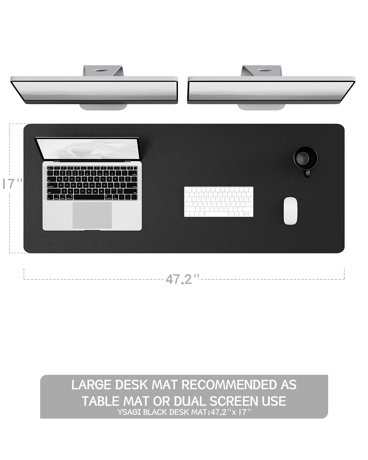 YSAGi Non-Slip Leather Desk Pad Long Size, Waterproof Laptop Computer Desk Keyboard Mat, Table