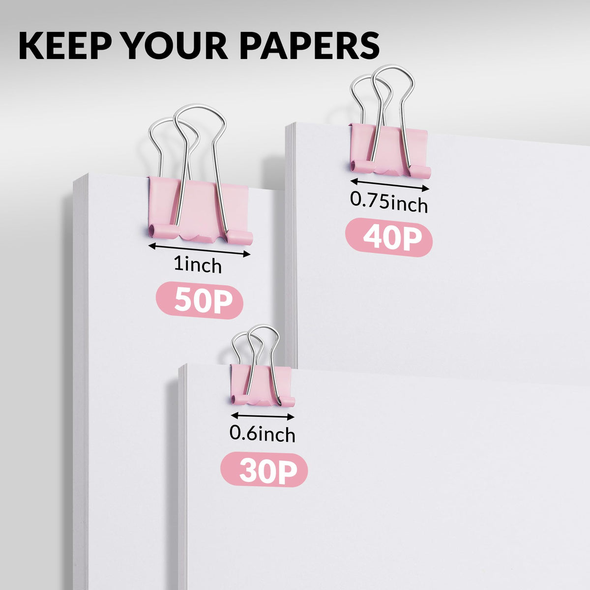 NEEWAY 100 Count Binder Clips Assorted Sizes, Paper Binder Clips (0.6inch 0.75inch 1inch), Metal