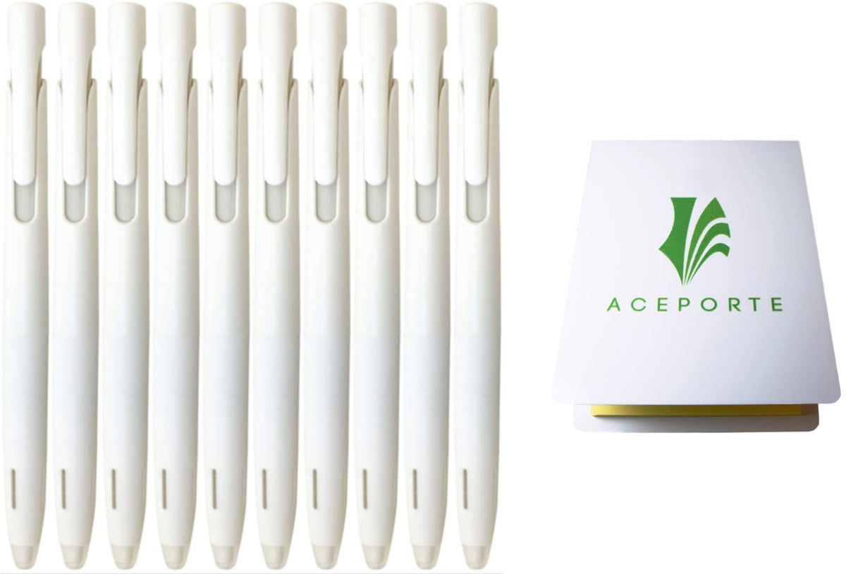 ACEPORTE Zebra Blen Retractable Ballpoint Pen, Fine Point 0.5mm, 10 Pack (Black Ink/White body)