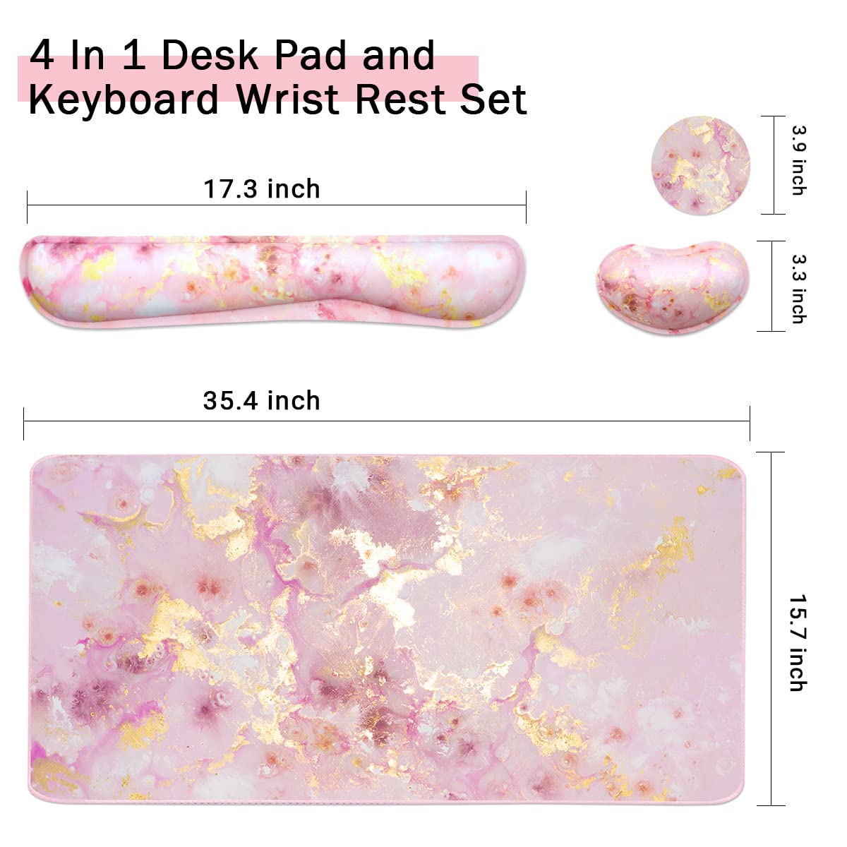 Keyboard Mouse Pad Set, Extended Mouse Pad+Keyboard Wrist Rest Support, Memory Foam Ergonomic Easy
