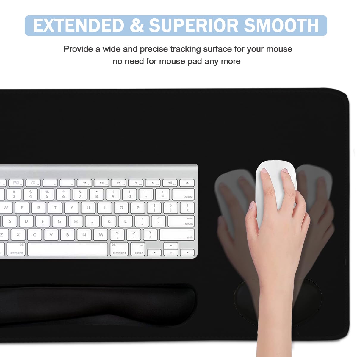 4-in-1 Large Gaming Mouse Pad, Keyboard Wrist Rest Pad & Wrist Support Mousepad Set, Extended Desk