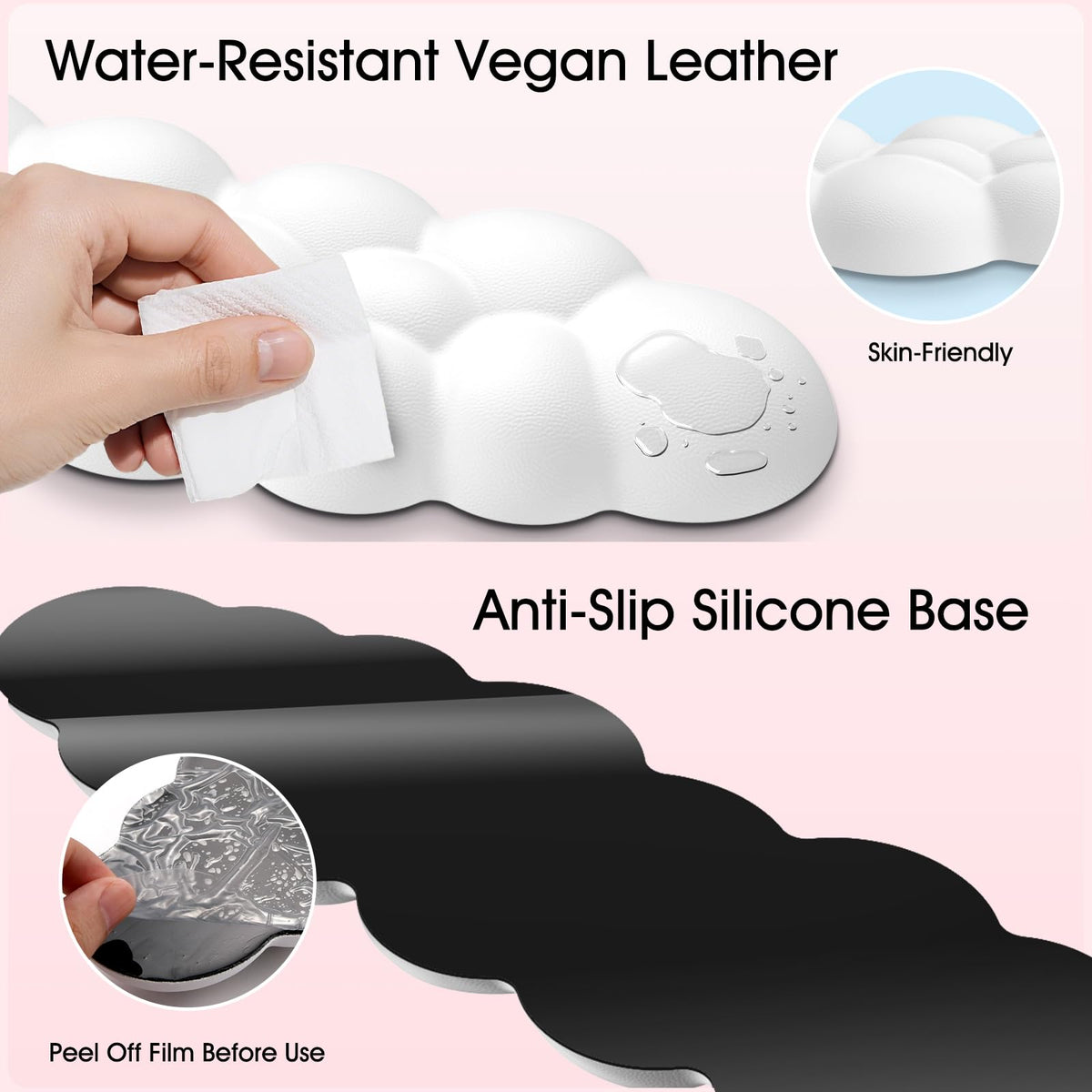 Sushret Cloud Wrist Rest for Computer Keyboard and Mouse Pad Set, White