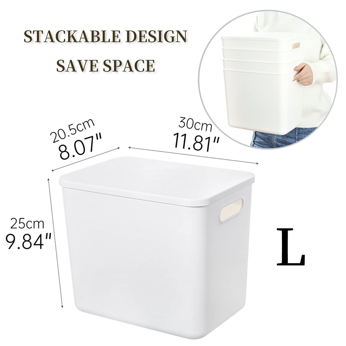 Yishyfier Plastic Storage Baskets Bins Boxes With Lids,Organizing Container White Storage Organizer