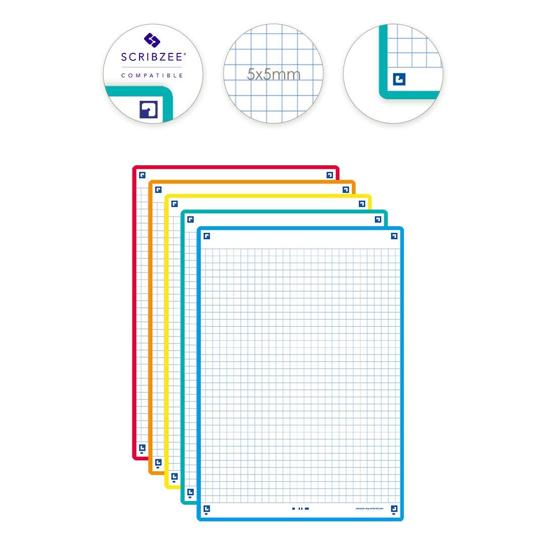 Oxford Révision 2.0 Pack of 50 Record Cards A5 (14.8 x 21 cm) Small Squares on both sides