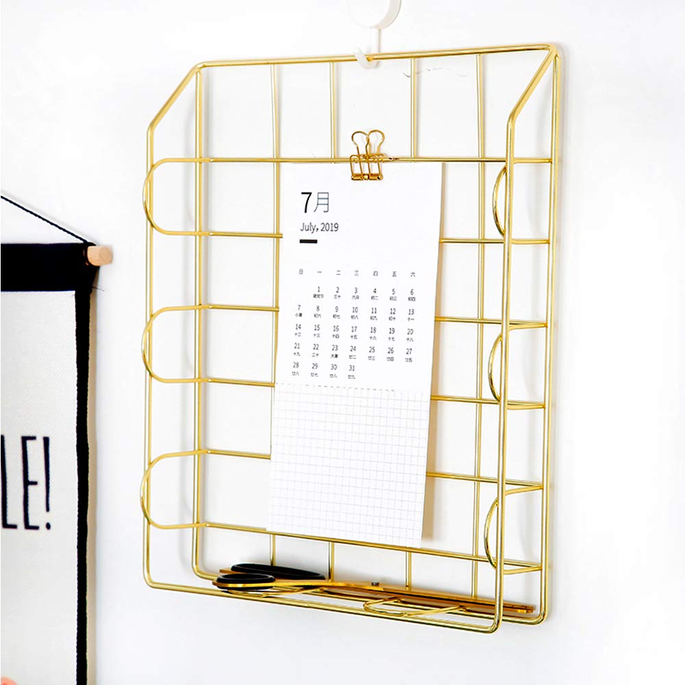 Gold 4-Tier Stackable Paper Tray Desk Organizer