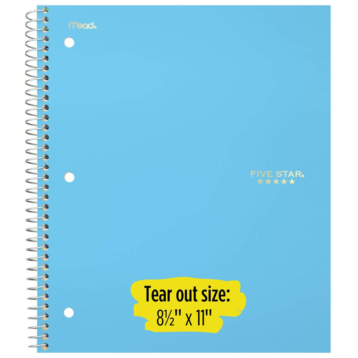 Five Star Spiral Notebooks, 1 Subject, College Ruled Paper, 100 Sheets, 11" x 8-1/2", Teal, Lime