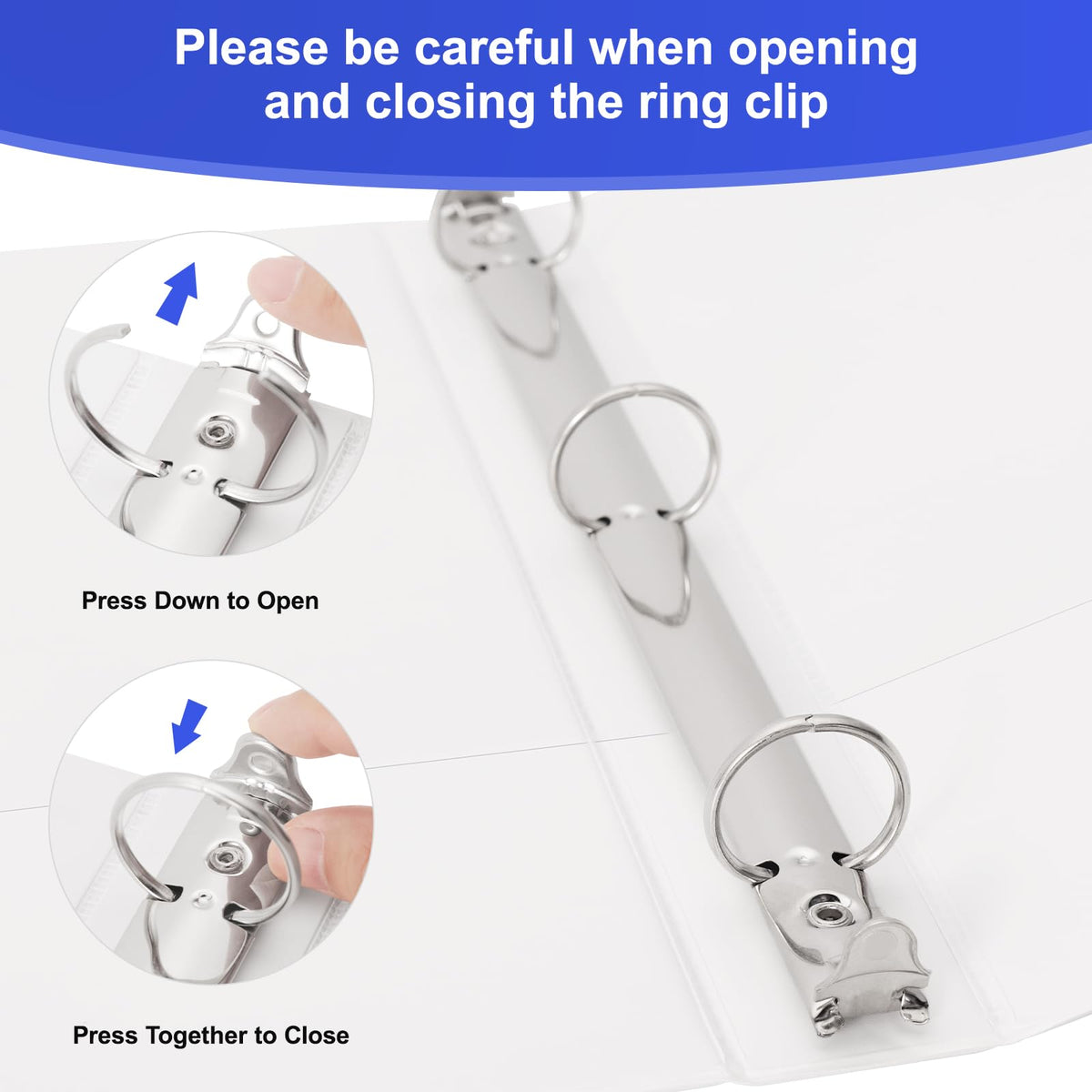 COMIX Sturdy 3 Ring Binder 1 inch with Clear View Cover, 1" Round Ring View Binder, PVC-Free