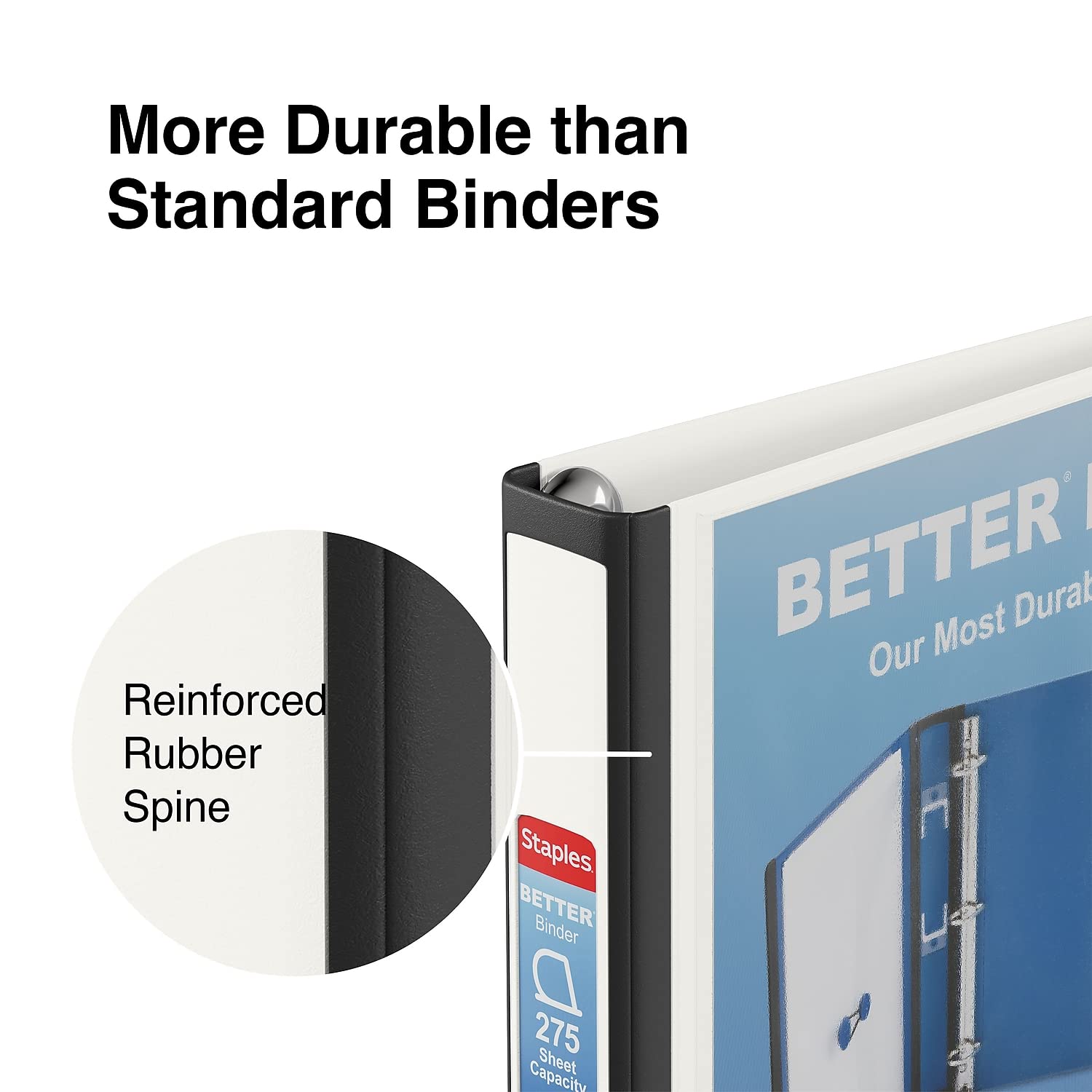 Staples Better Binder, 1 Inch D-Ring, White, 275 Sheets, 3-Pack