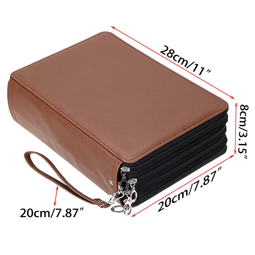 BTSKY 200 Slots Colored Pencil Organizer - Deluxe PU Leather Pencil Case