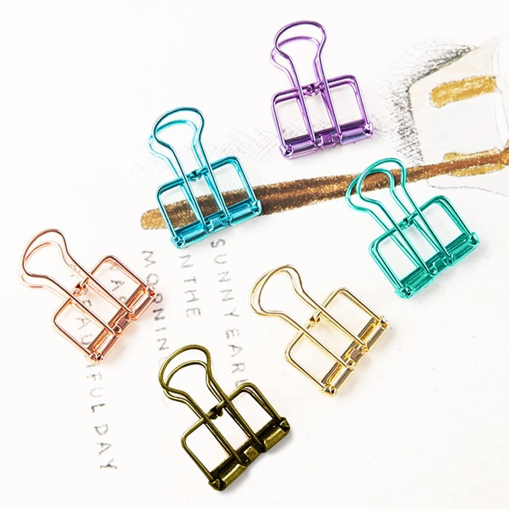 Small Binder Clips, 36 Pack, 3/4 Inch, Standard 19mm, Hollow Out Green, Capacity 0.31 Inch, Mini
