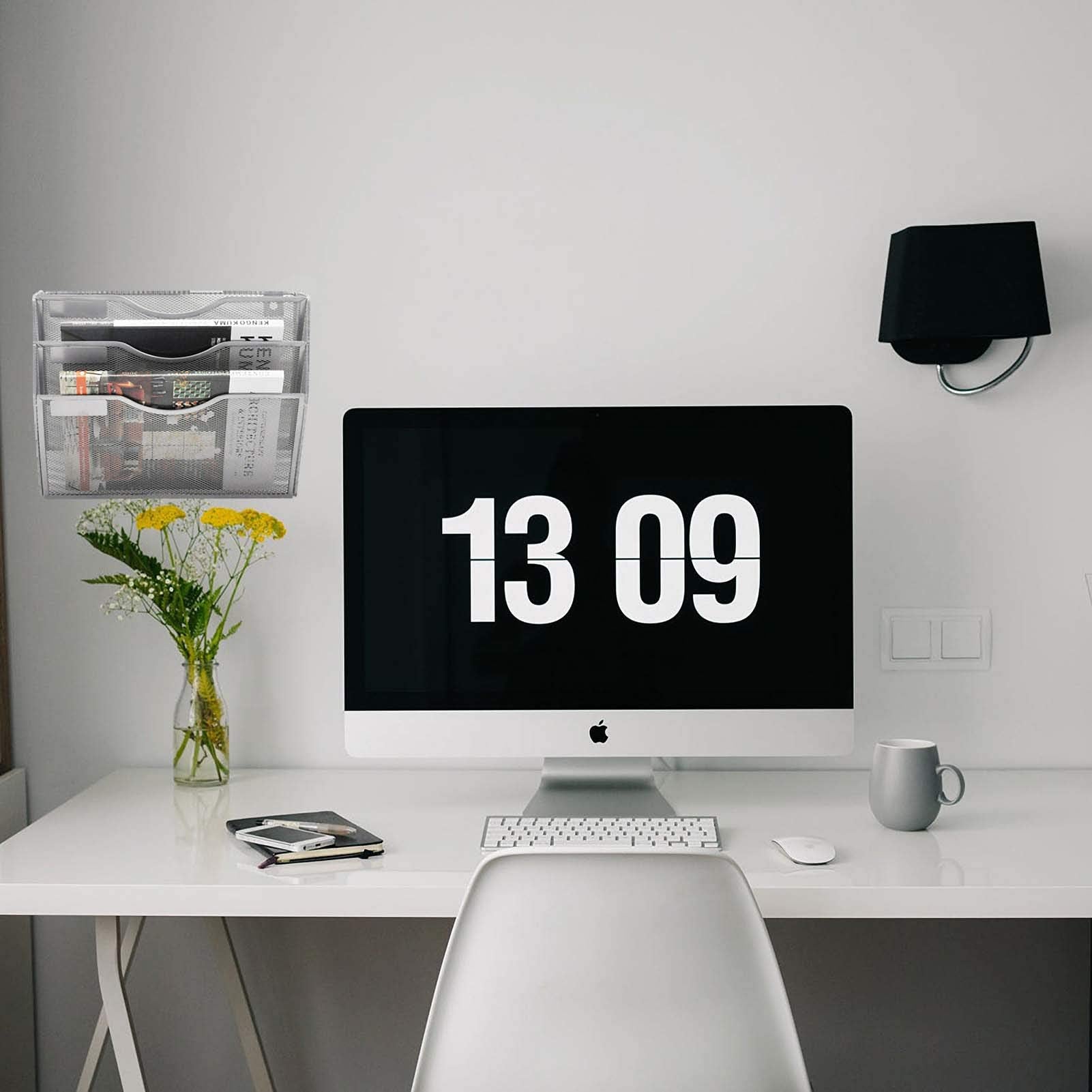 EASEPRES 3 Pocket Mesh Hanging Wall File Organizer, Wall Mounted Mail Paper Document Folder Holder