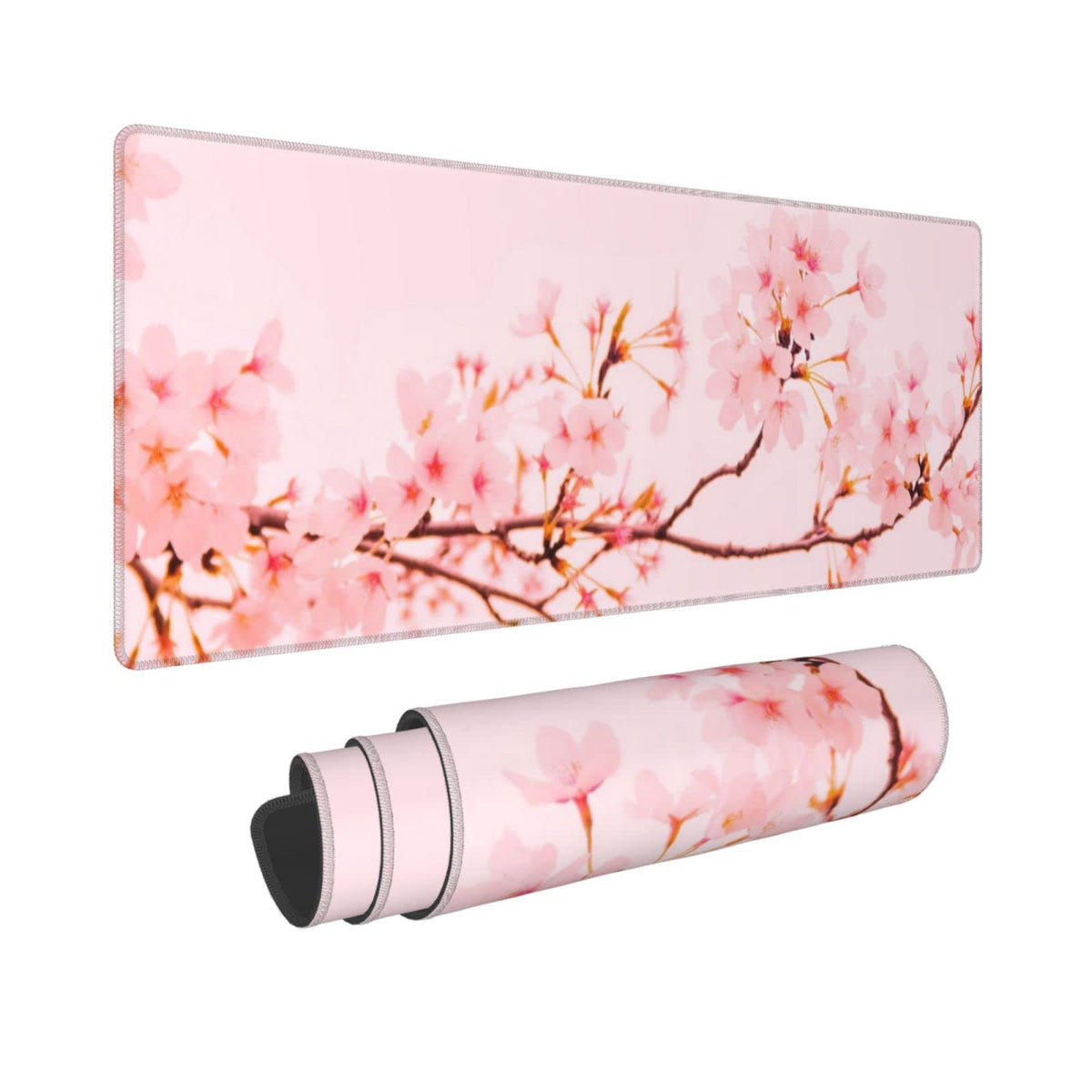 CAIJIZHO Sakura Cherry Blossom Gaming Mouse Pad XXL Large Office Desk Mat Non-Slip Waterproof Long