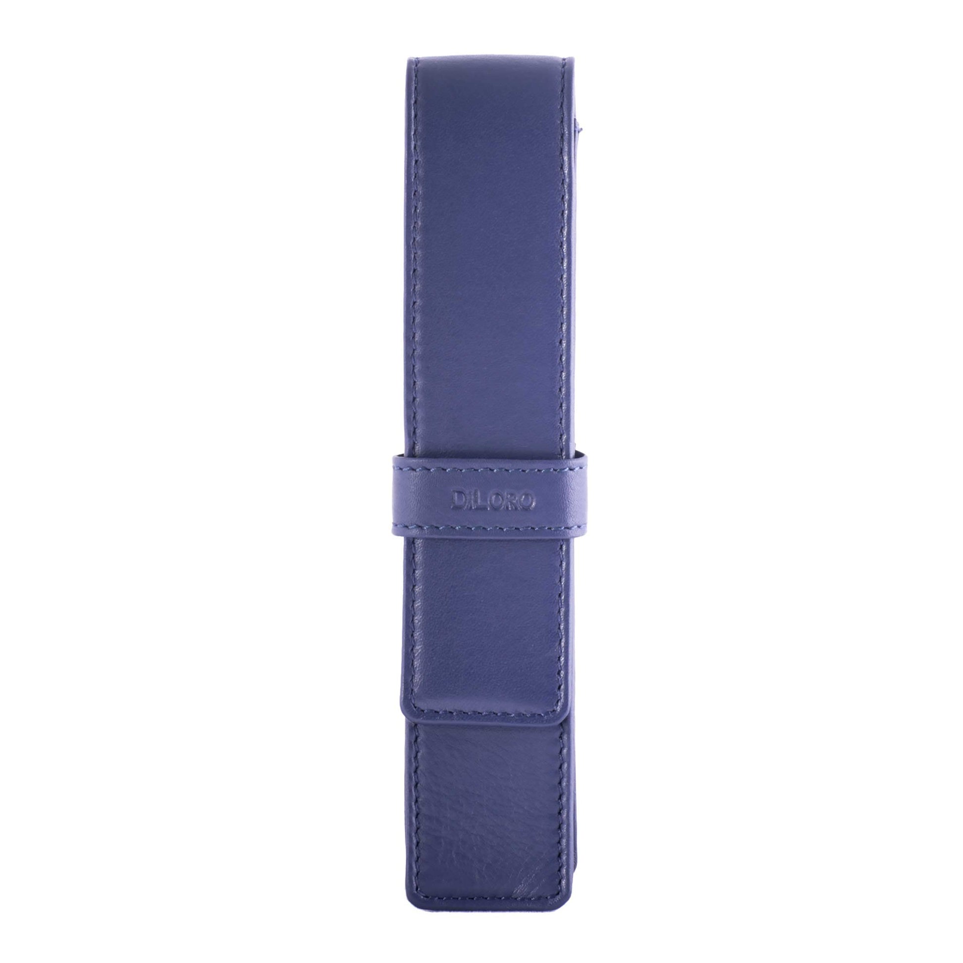 DiLoro Leather Single Pen Case Pencil Pouch Holder for One Fountain Ballpoint Rollerball Pen and