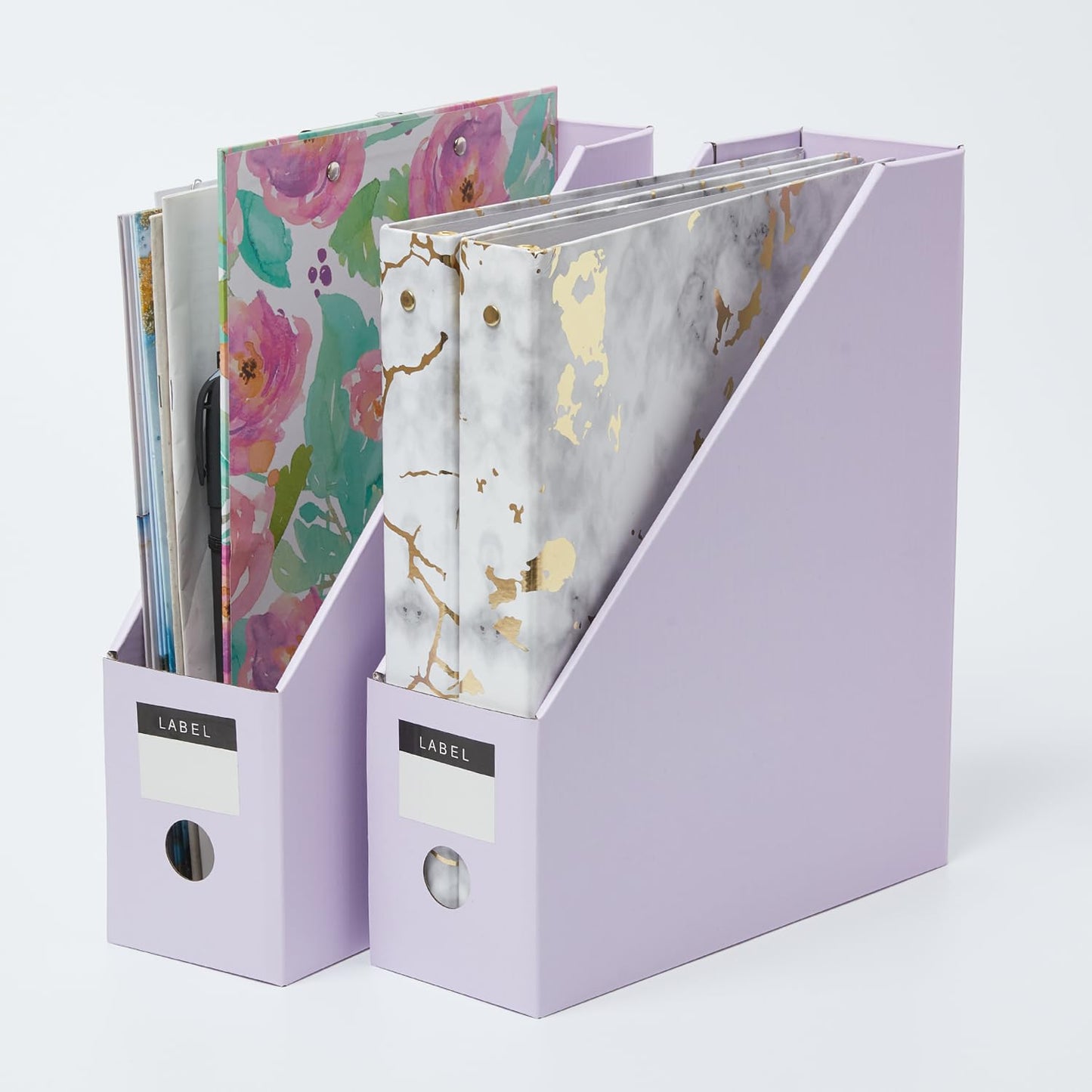 Y YOMA Cardboard File Magazine Holder, Pastel Color, 6 Pack Desktop Binder Holder with Labels