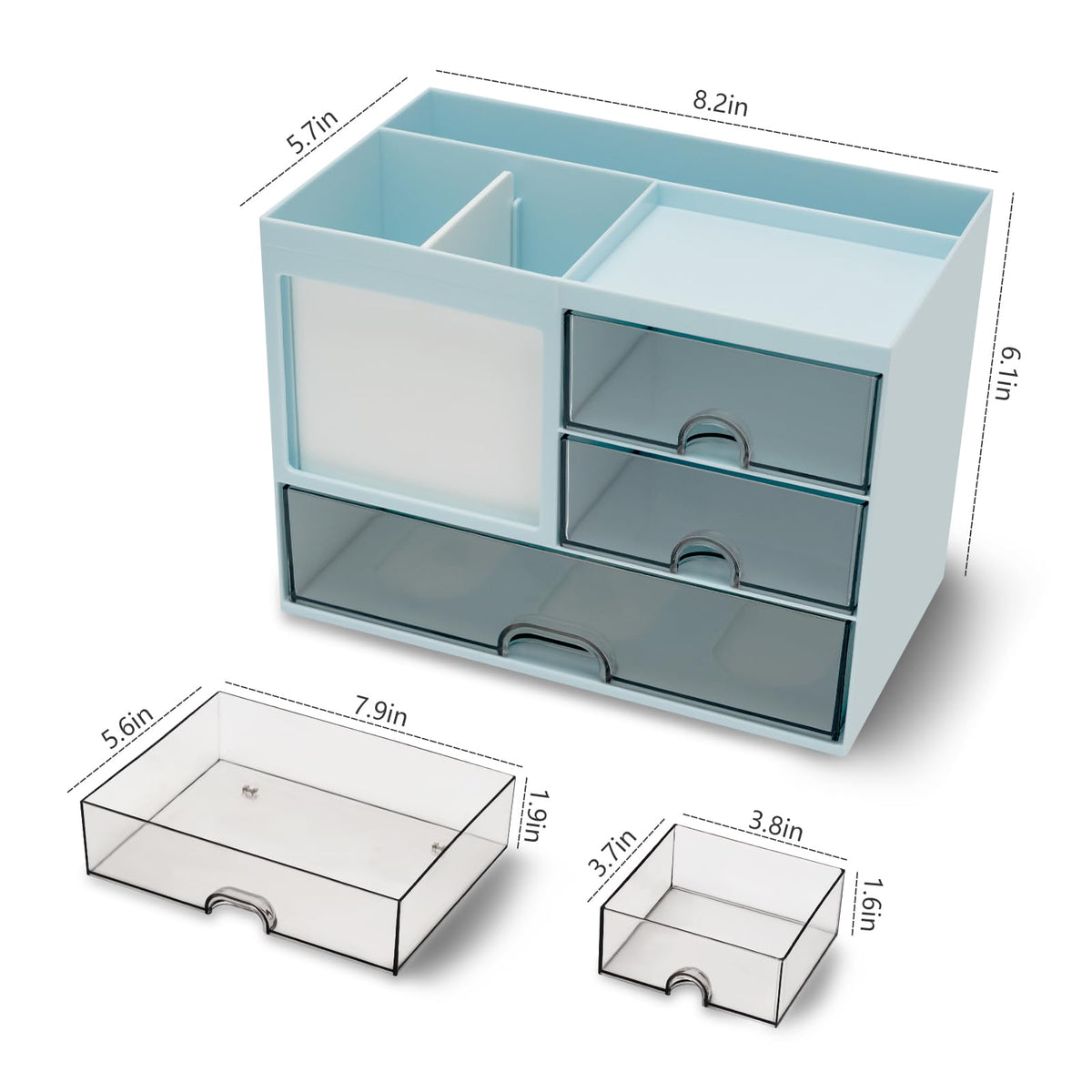 QIYVLOS Desk Organizer with 3 Drawer, Multi-Functional Pencil Pen Holder for Desk, Desk Organizers