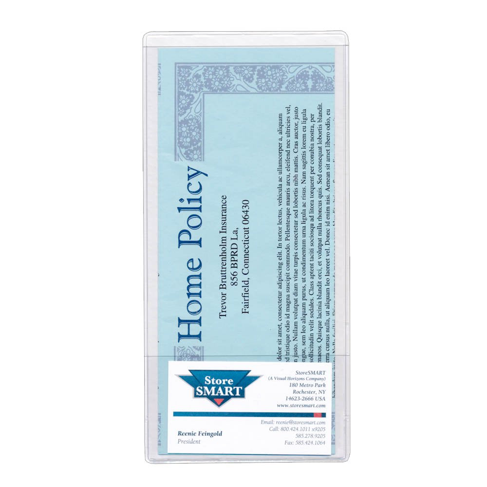 StoreSMART - Brochure Holder with Business Card Pocket - Clear Vinyl Plastic - 25 Pack - 8 3/4" x