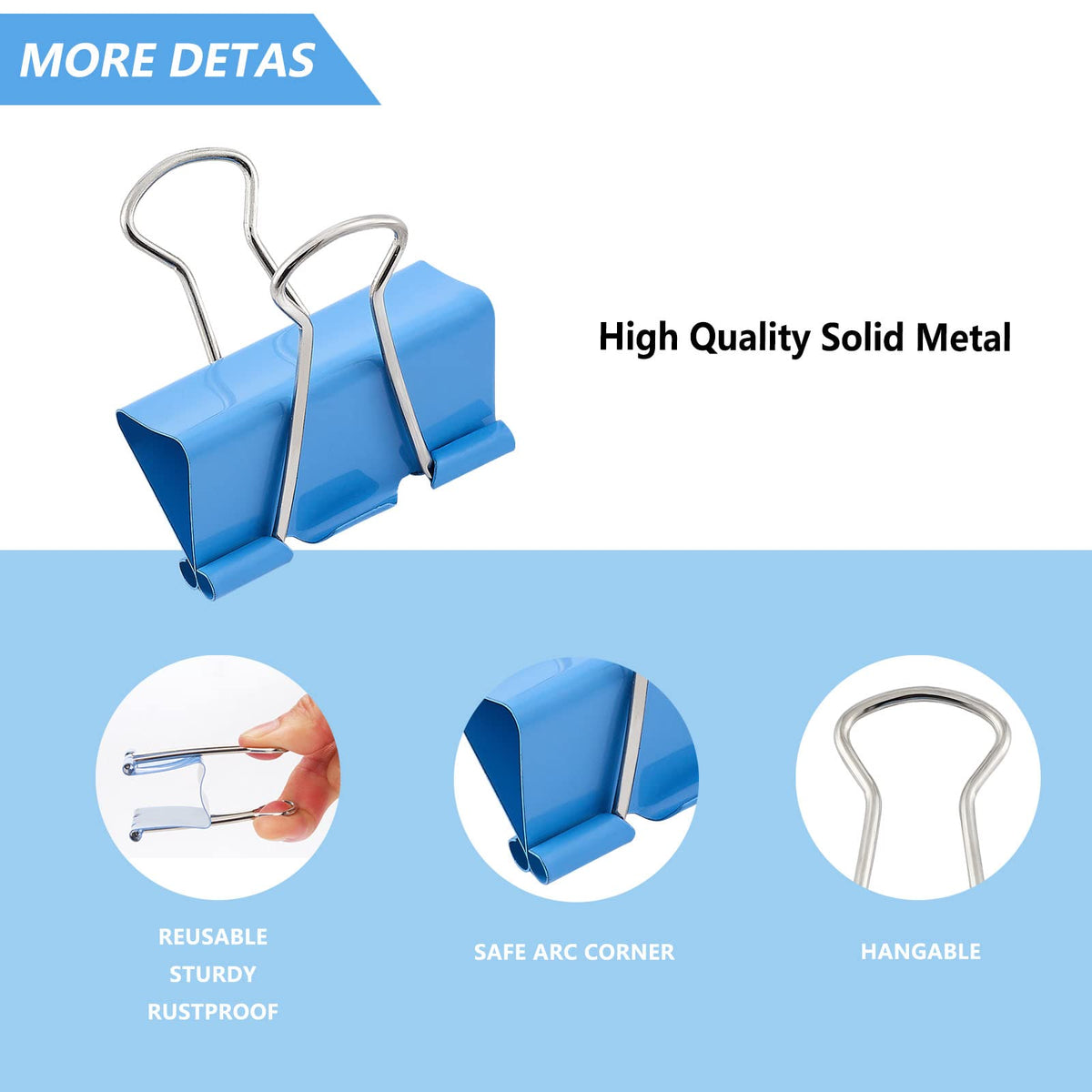 FXJHUDH Binder Clips 24 PCS,1.6 in, Office Supplies, Office Metal Paper Binder Clip, Paper Clamps
