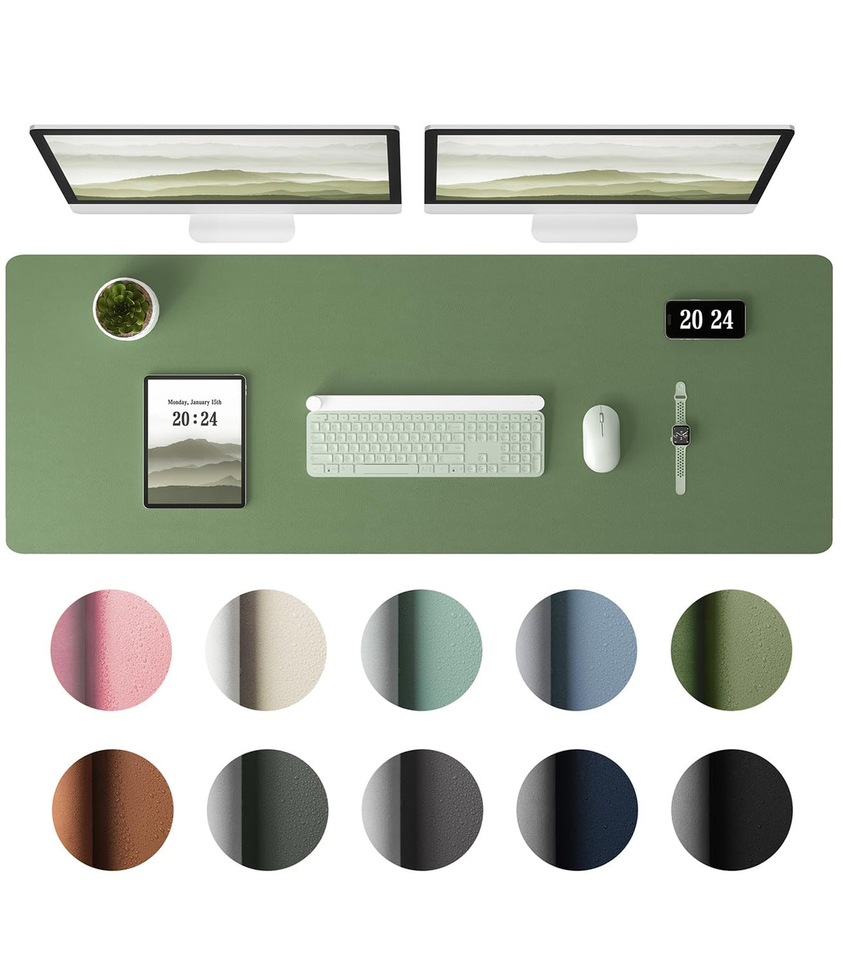 Aothia Leather Desk Pad Protector, Office Desk Mat, Large Mouse Pad, Laptop Desk Pad, Non-Slip PU