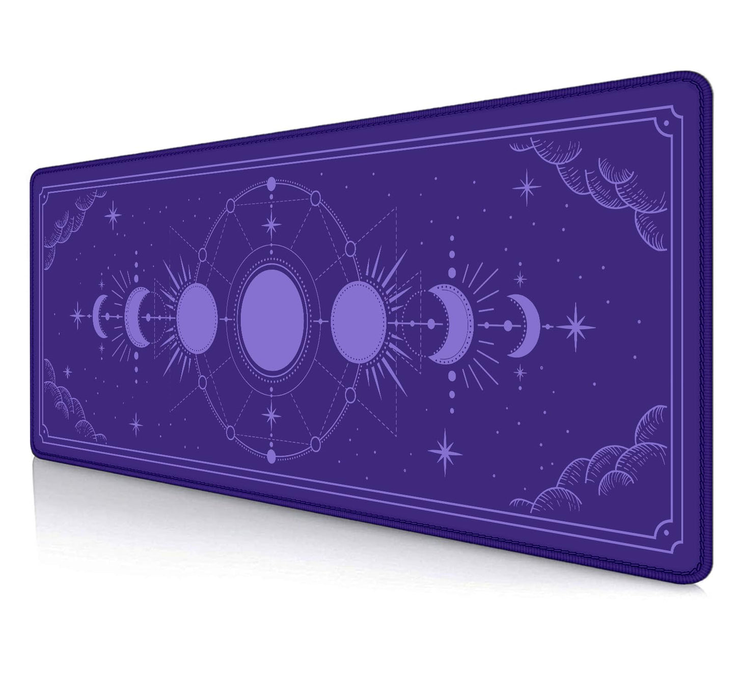 SXCKANG Kawaii Purple Large Gaming Mouse Pad, Moon Phase Magic Celestial Desk Mat Cute, Non-Slip