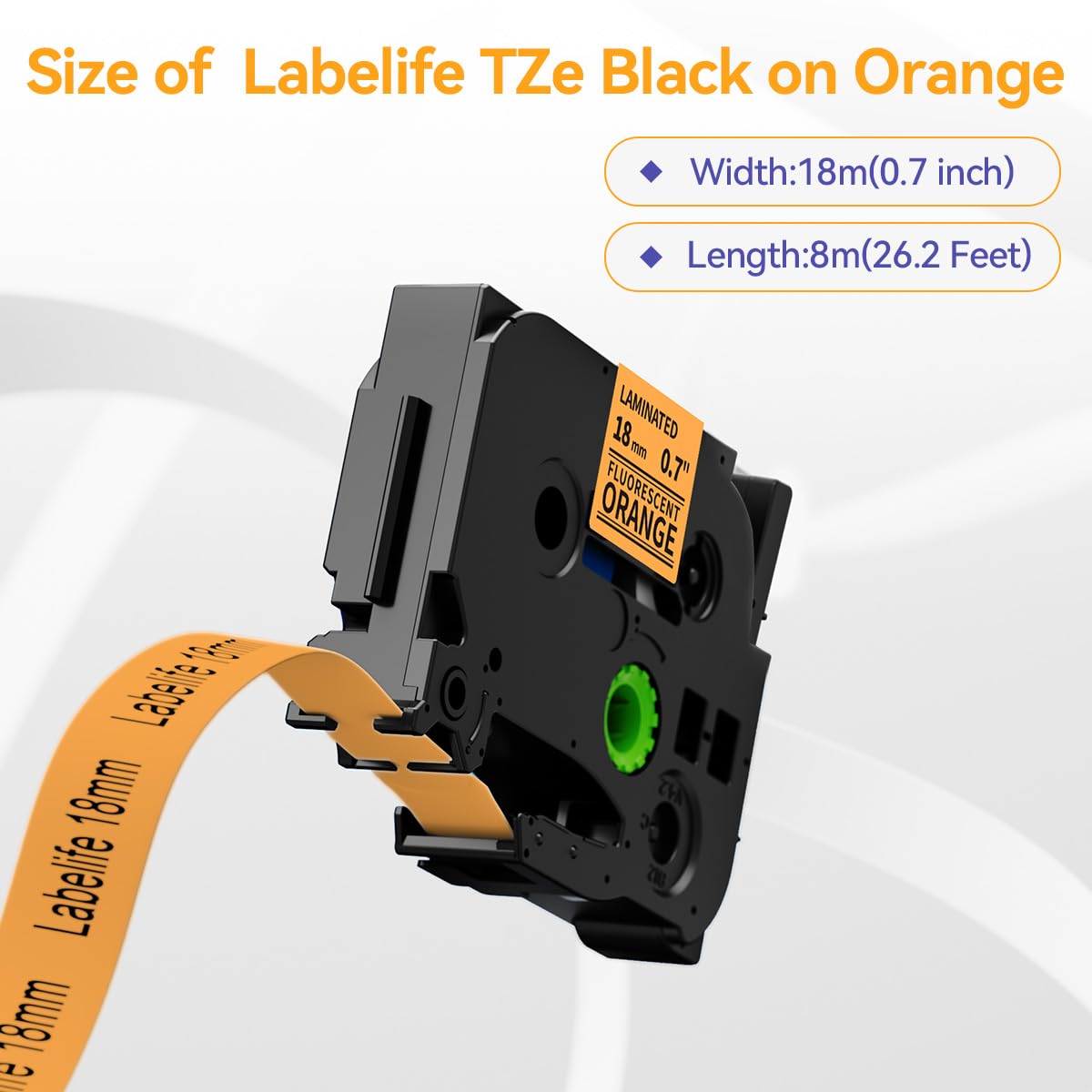 18mm Label Tape Orange Replace for Brother Ptouch TZe-B41 3/4" (0.7")