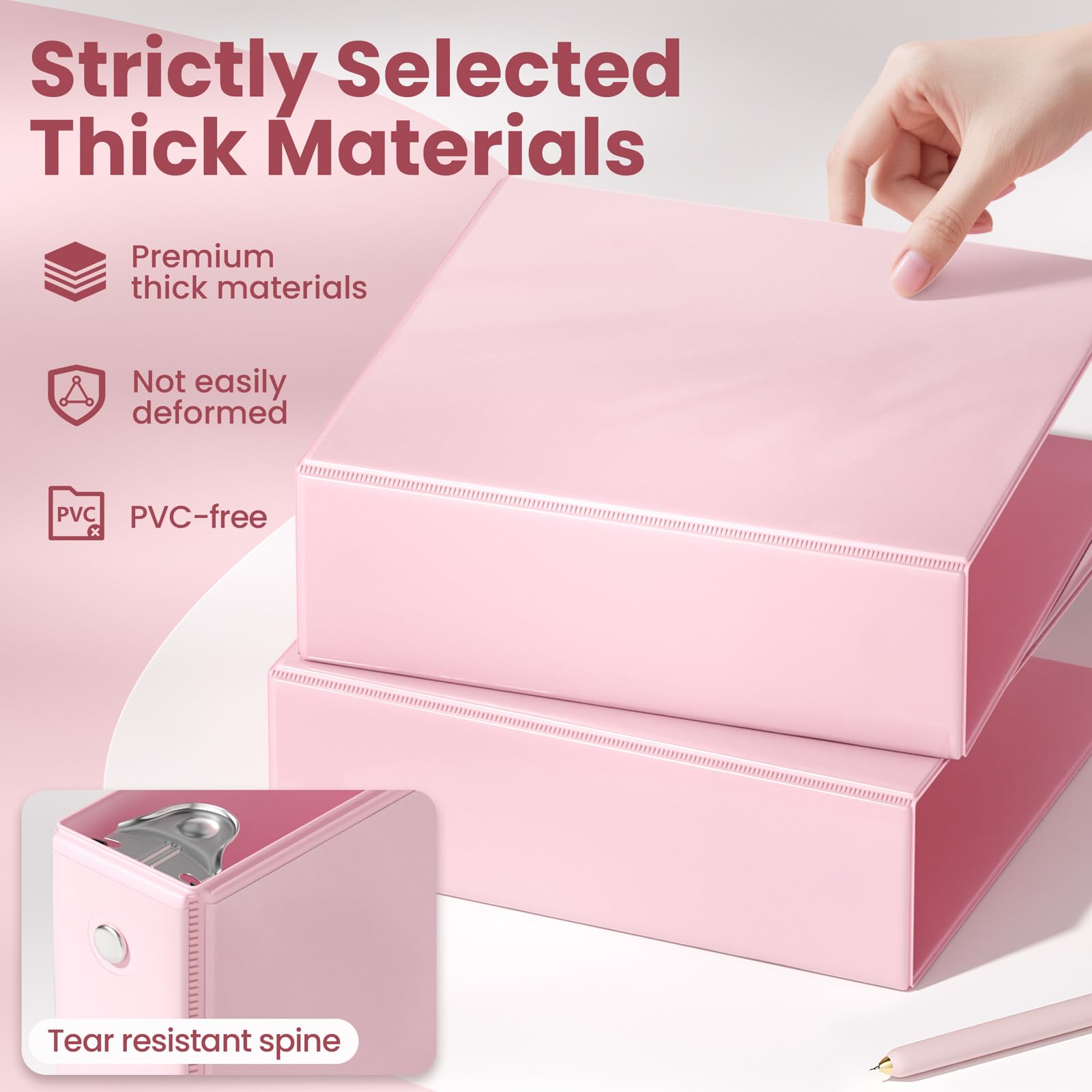 SUNEE 3 Ring Binder 3 Inch 4 Pack, 3" Large Clear View Binders Three Ring PVC-Free (Fit 8.5x11