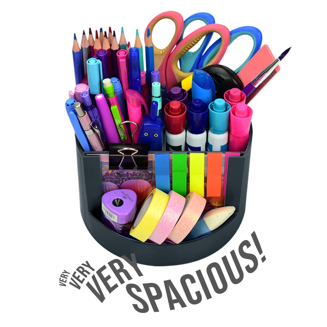 Acrimet Compact Desktop Organizer, 4 Spacious Slots, Round Pencil and Accessories Holder with Photo