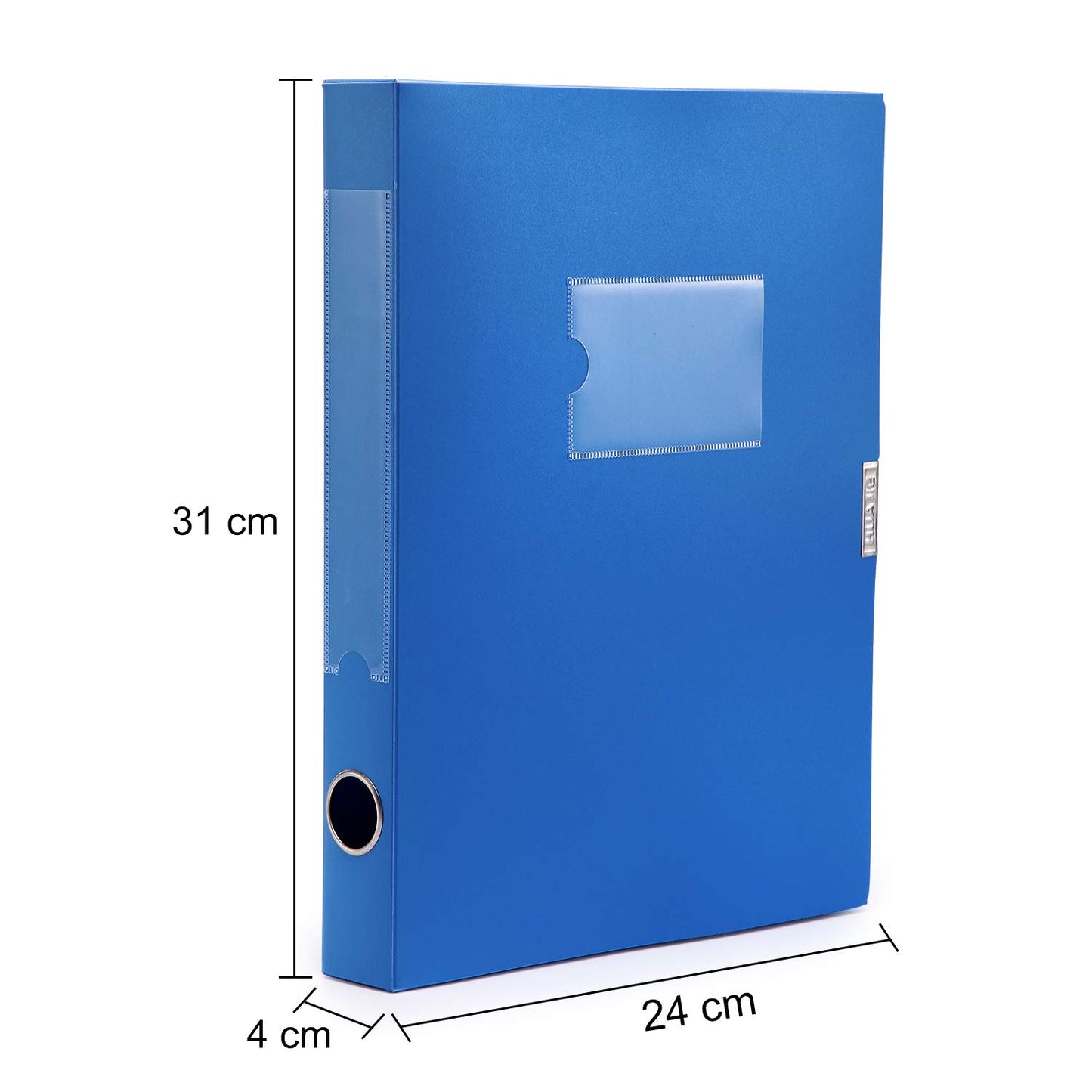 HUA JIE 4 Pack A4 Storage File Boxes Plastic Archives Cases with Lid,Blue
