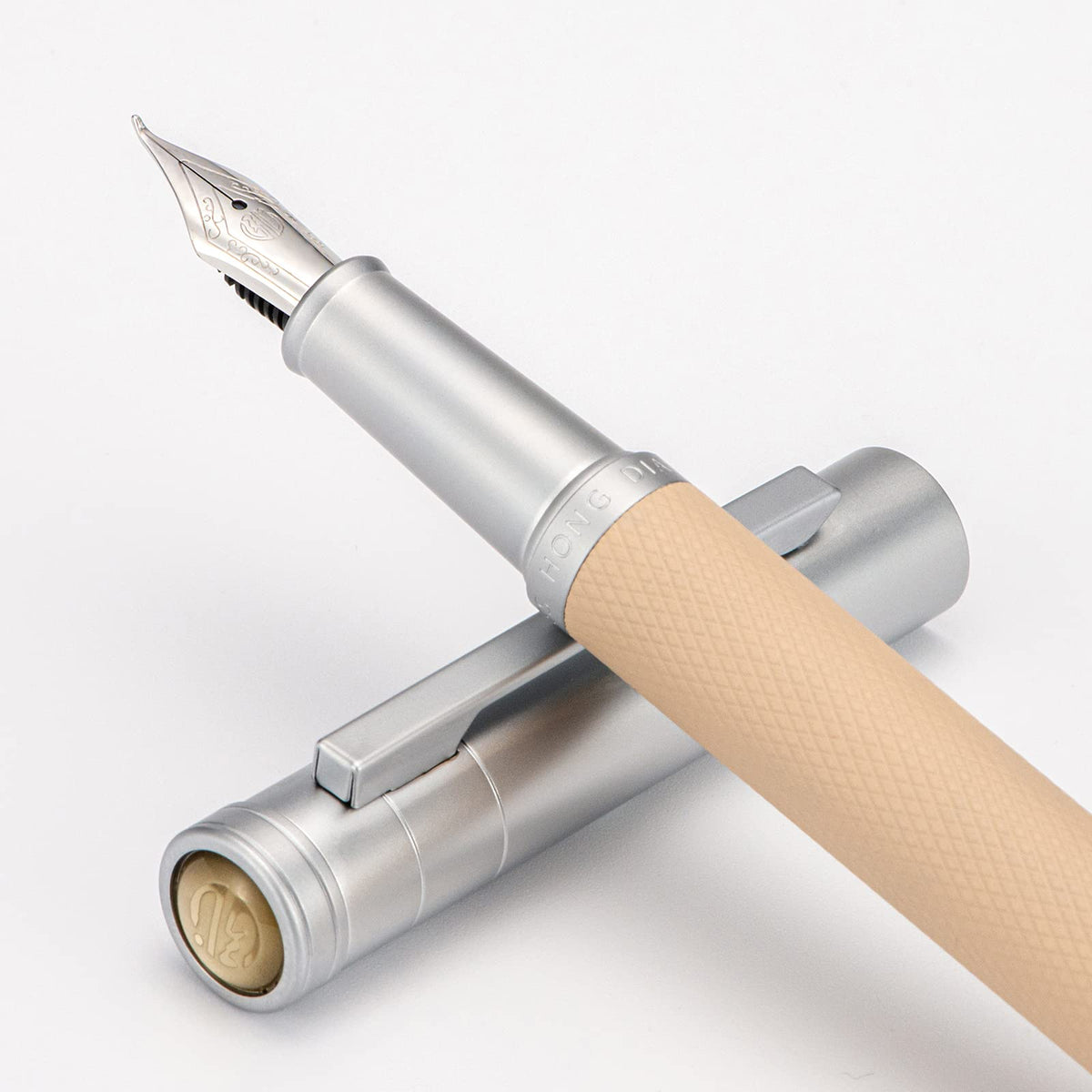Silver Birch Forest Aluminum Fountain Pen Bent Nib (Fine to Broad) with Metal Box Fude Pen Set By