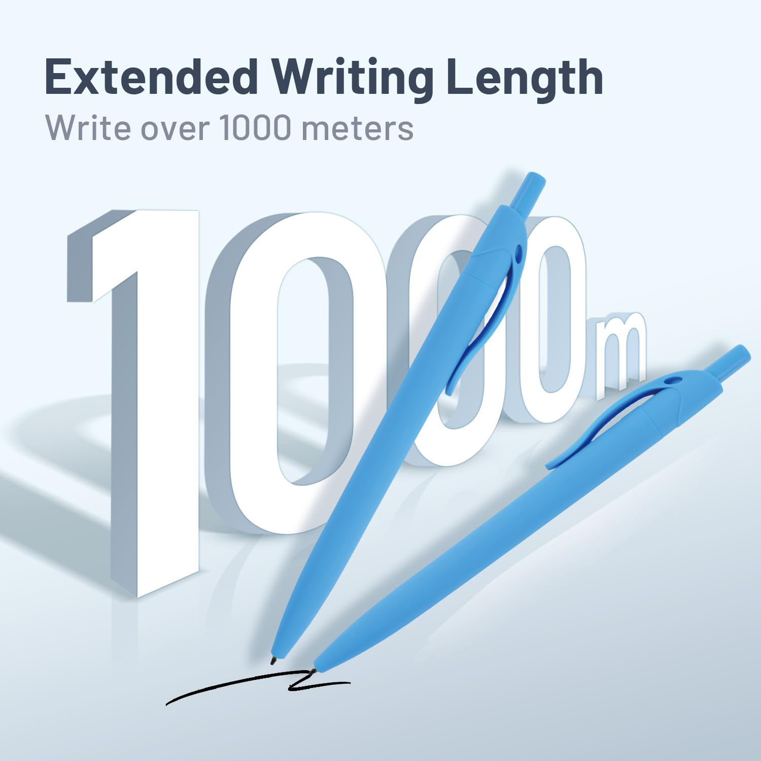 Wiaziert BallPoint Pens, 50 Pack (BLACK Ink),Bulk Pens, Sky Blue Barrel,Click Pens for Office Home