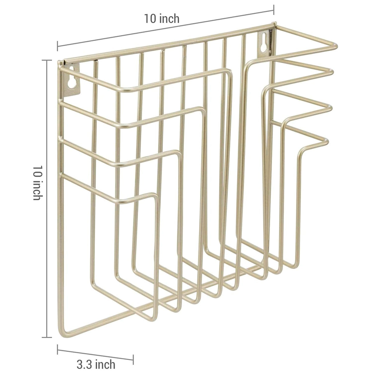 MyGift Modern Art Deco Style Brass Tone Metal Wire Floating Magazine Rack and File Folder Holder