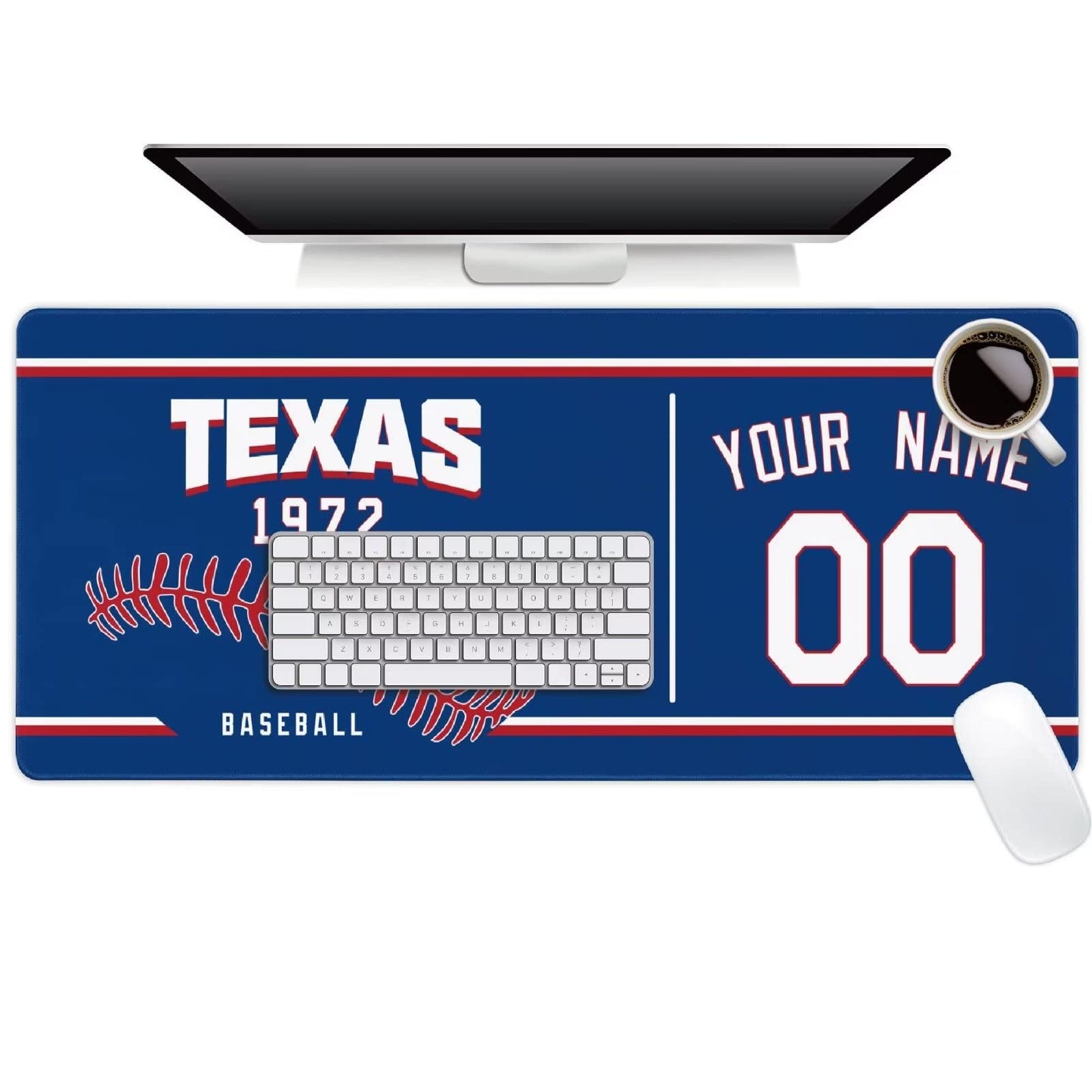Texas Mouse Pad Custom Any Name and Number Personalized Desk Pad for Men Women Youth Gifts