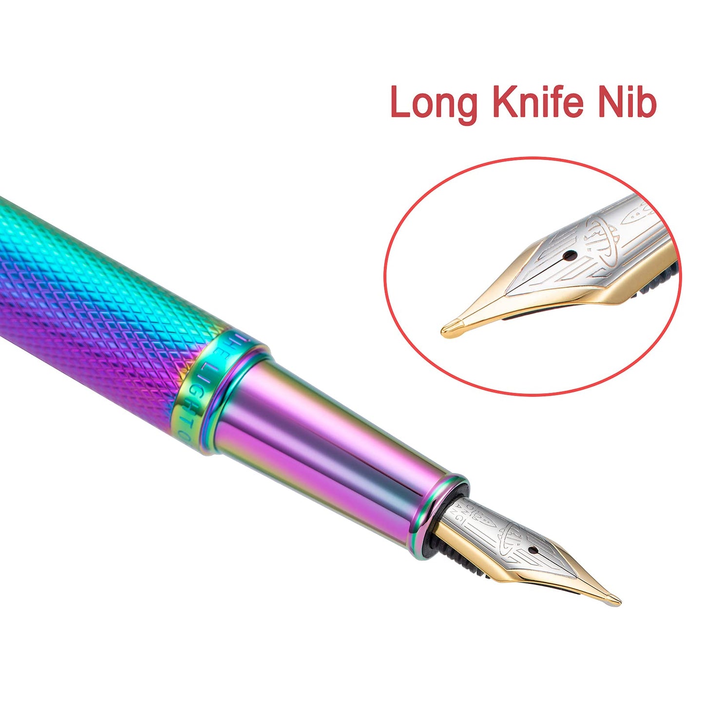Hongdian Rainbow Forest Fountain Pen Blade Nib Classic Design Calligraphy Pen with Converter and