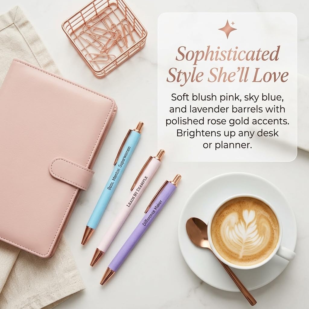 Jxueych Boss Gifts for Women, Boss Lady Gift Set of 3 Motivational Pens