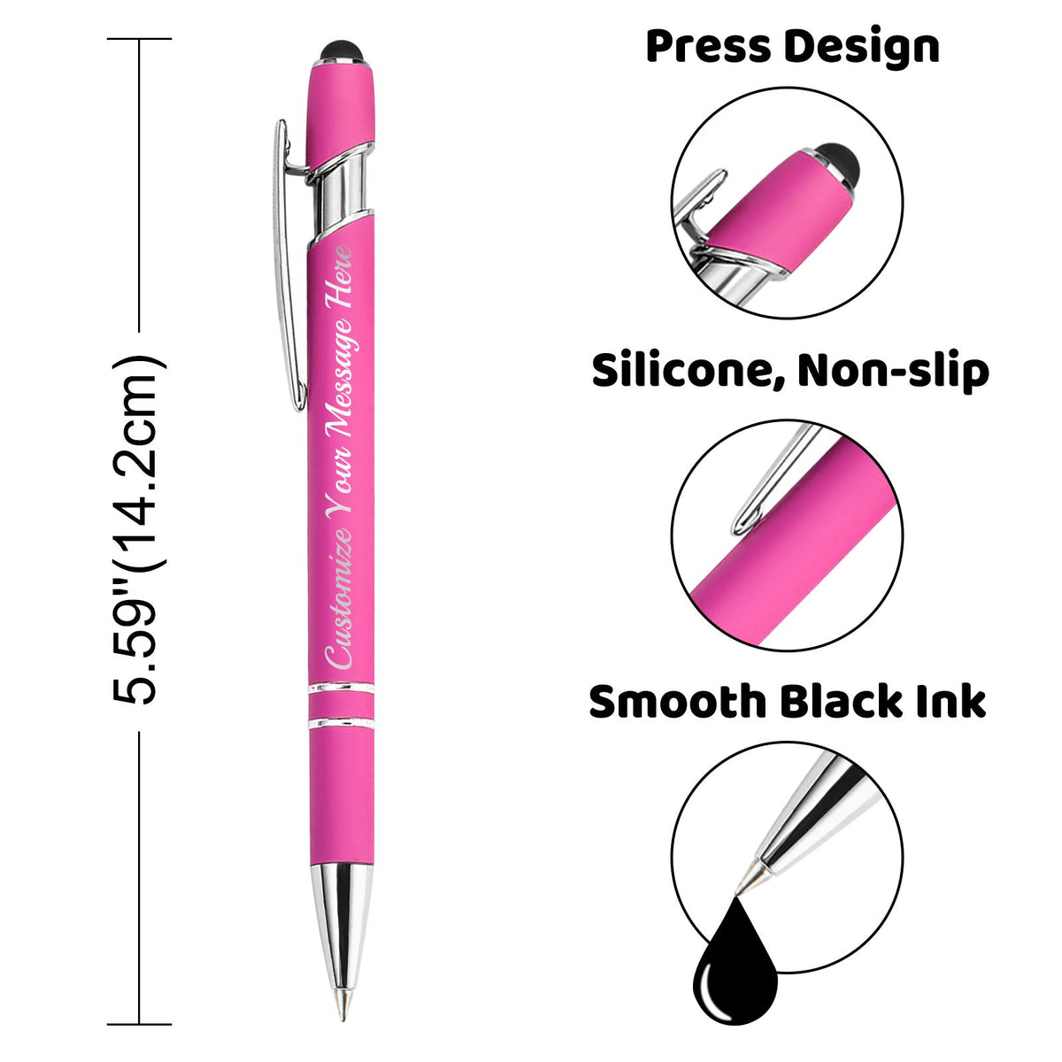 GIFTSDIY Personalized Pens with Stylus,Custom Engraving Ballpoint Pens,Imprinted with Your Logo or
