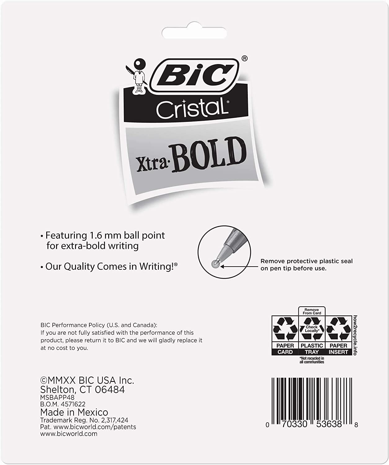 BIC Cristal Xtra Bold Ballpoint Pens, Bold Point 1.6mm, Pack of 240