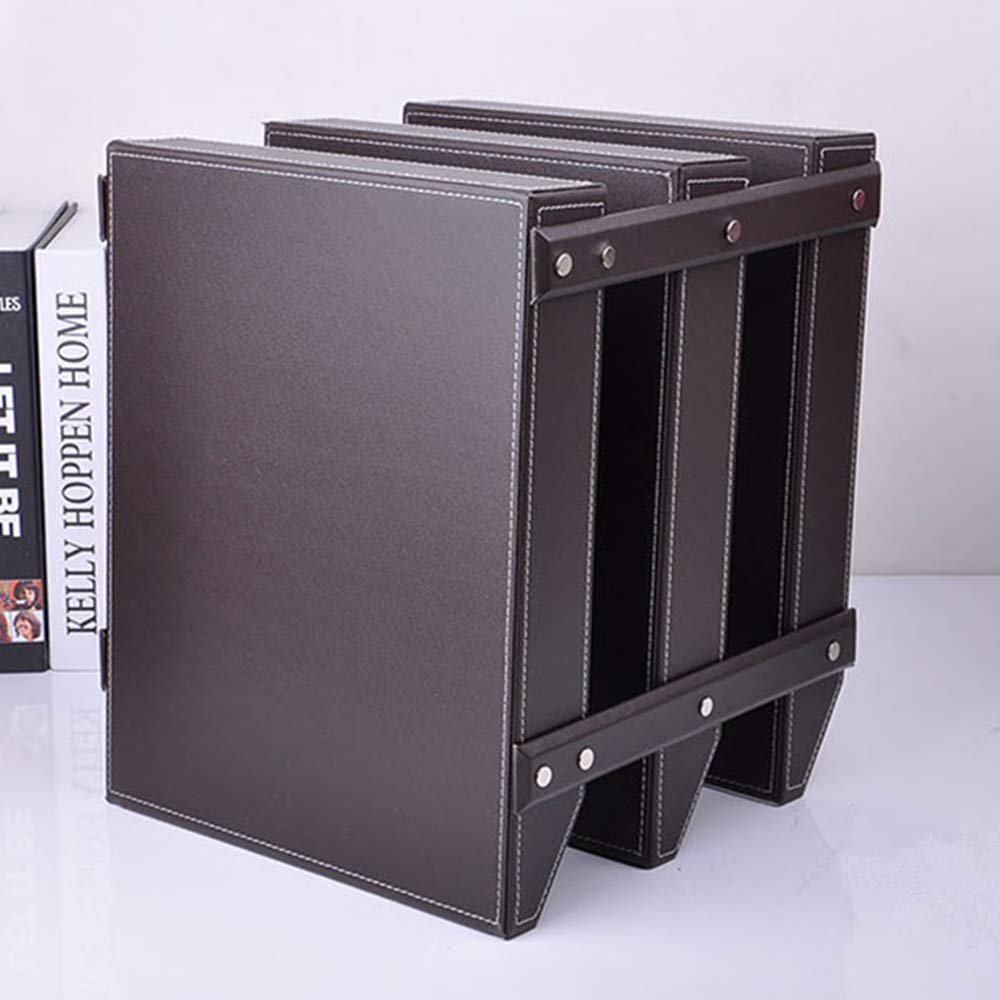 Very Sturdy 3 Tier Leather Desk File Rack for Office Supplies/Stationery/Folder,Stackable Letter