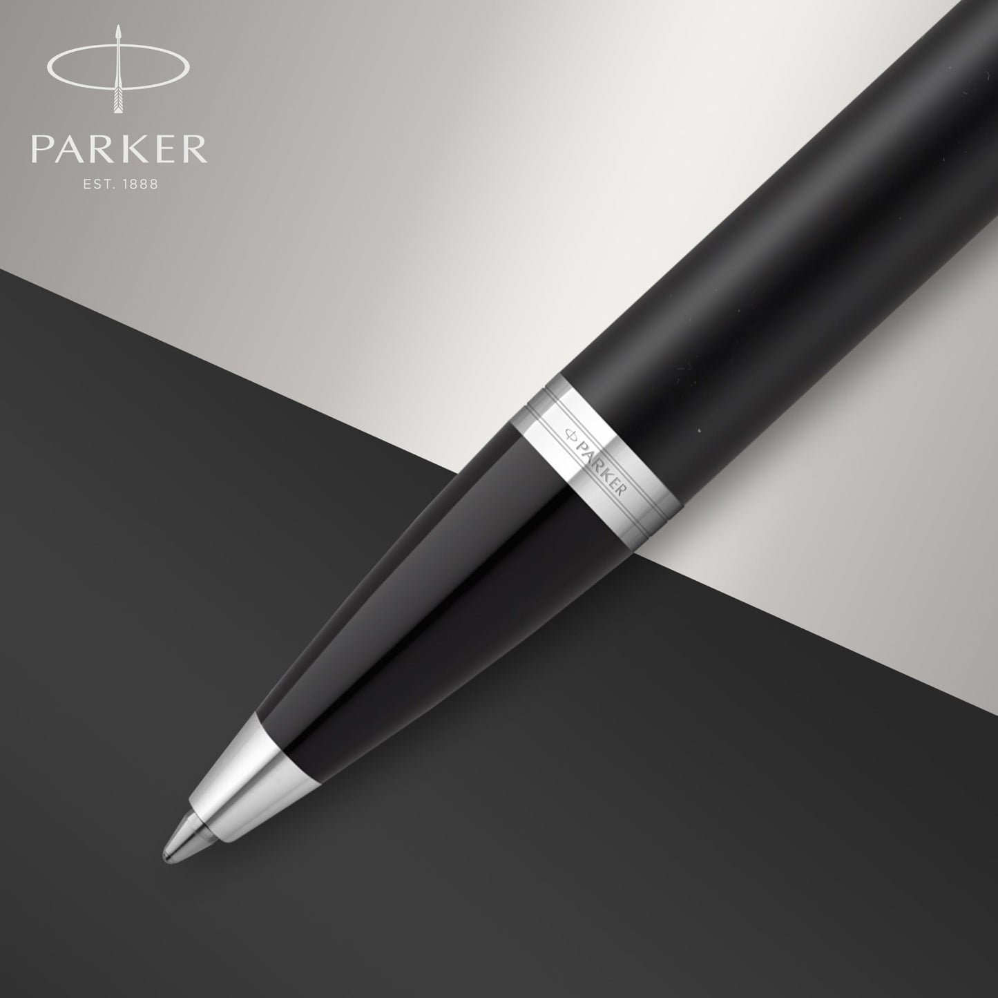 PARKER IM Ballpoint Pen | Matte Black with Chrome Trim | Medium Point with Blue Ink Refill | Gift