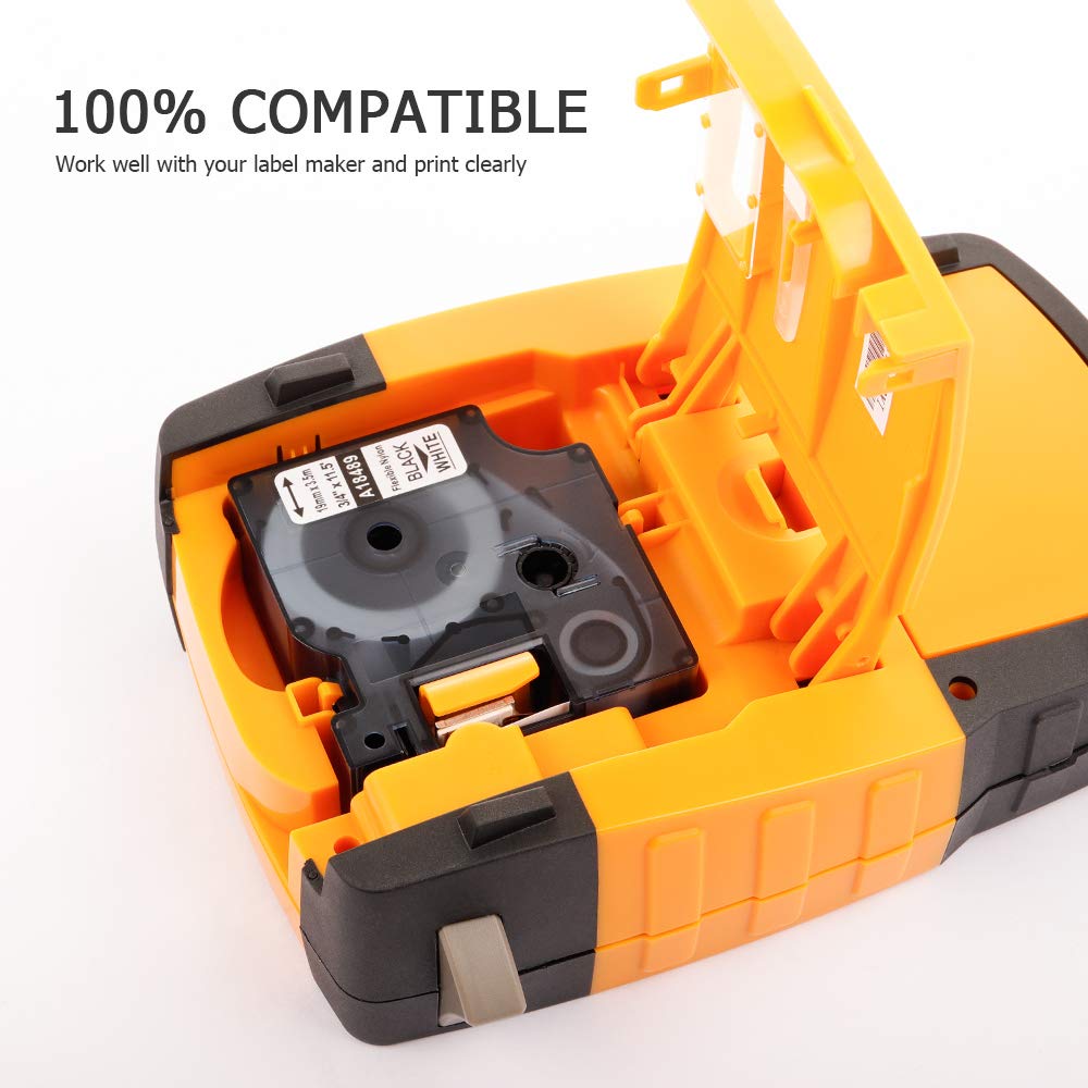 Rhino 4200 Label Tape Compatible with Dymo 18444 Vinyl 1/2 Inch