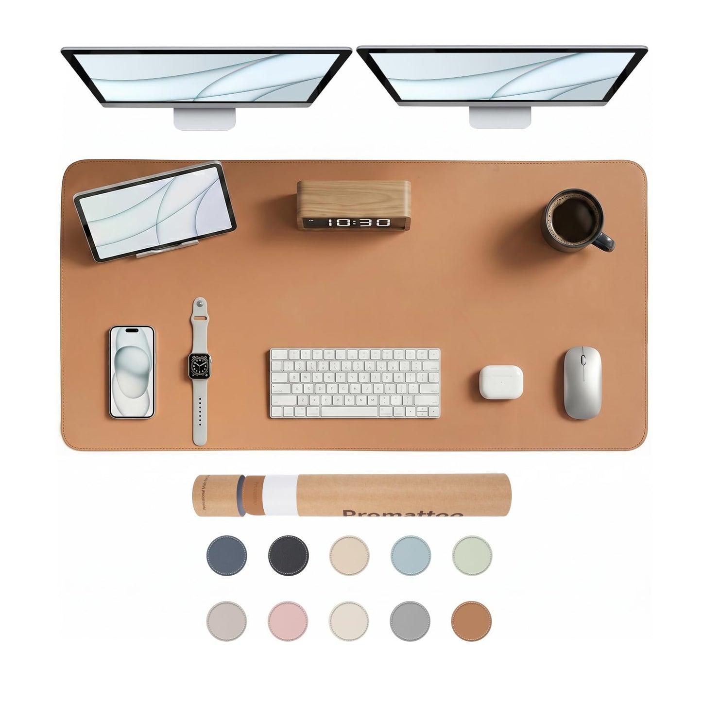 PROMATTOO Large Desk Pad Non-Slip Desk Mat Protector for Keyboard Mouse Waterproof Vegan Leather
