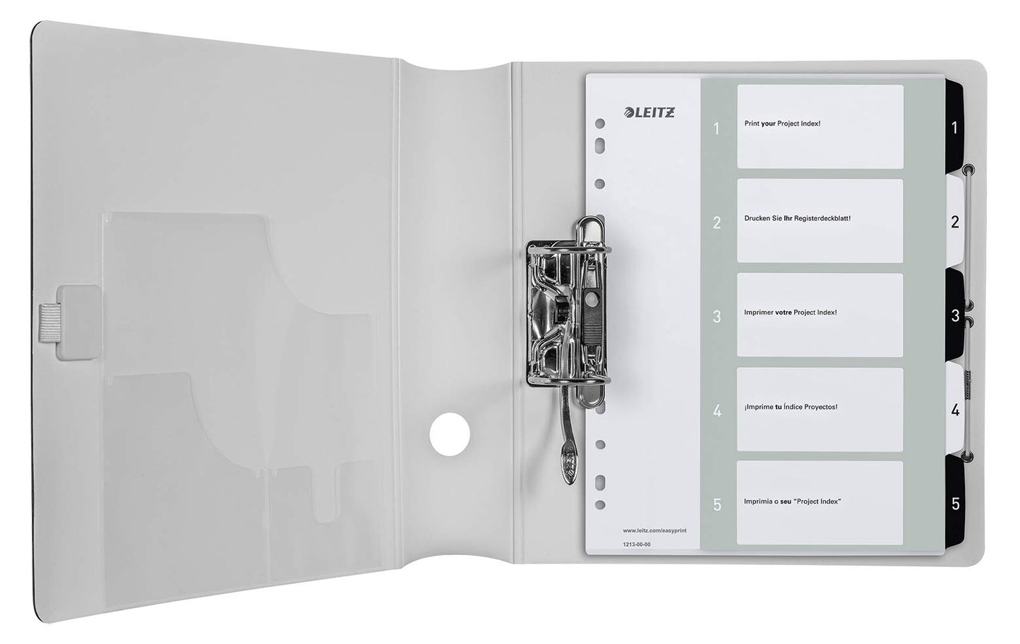 Leitz Wow Printable Index, Extra-Wide, 1-5 Numbered Tabs, PP, A4, White/Black