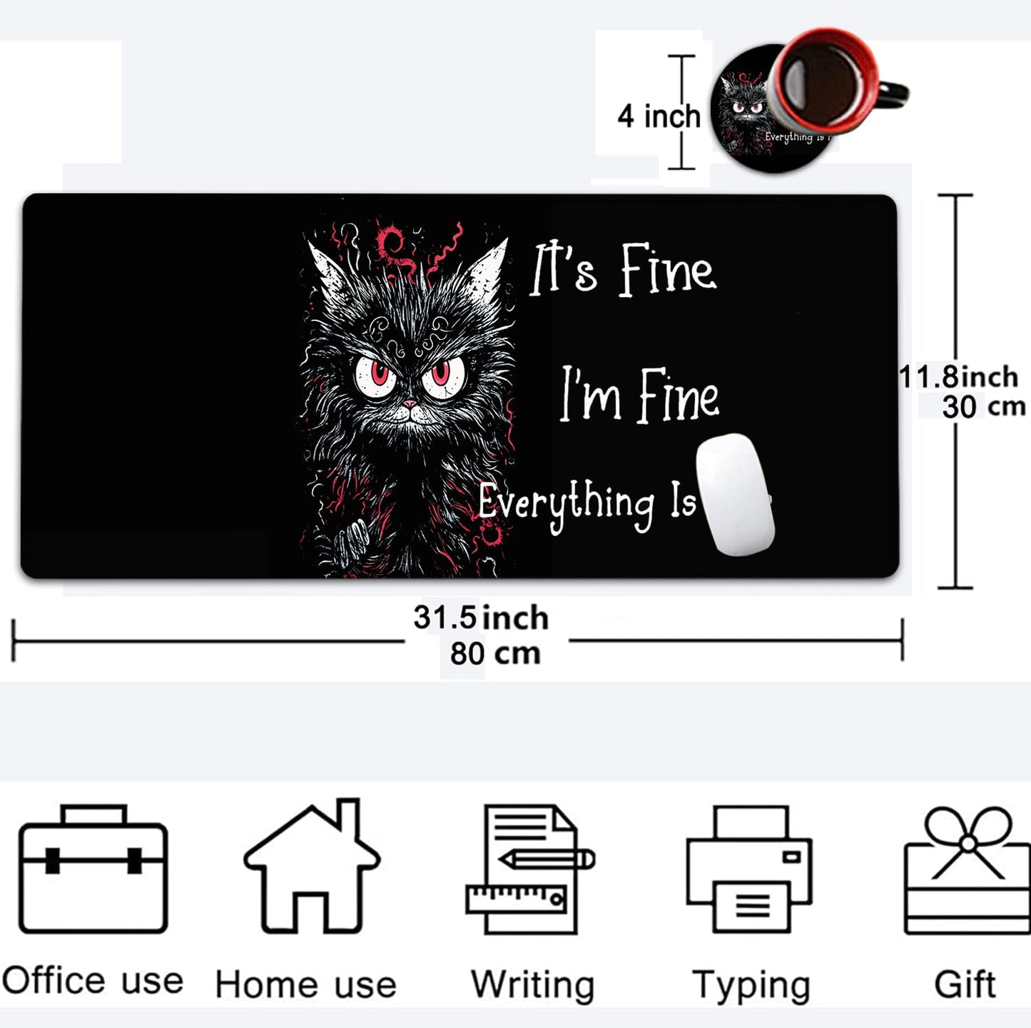 Large Mouse Pad, 31.5 x 11.8in Extended Gaming Mouse Pad with Stitched Edges, XXL Mousepad