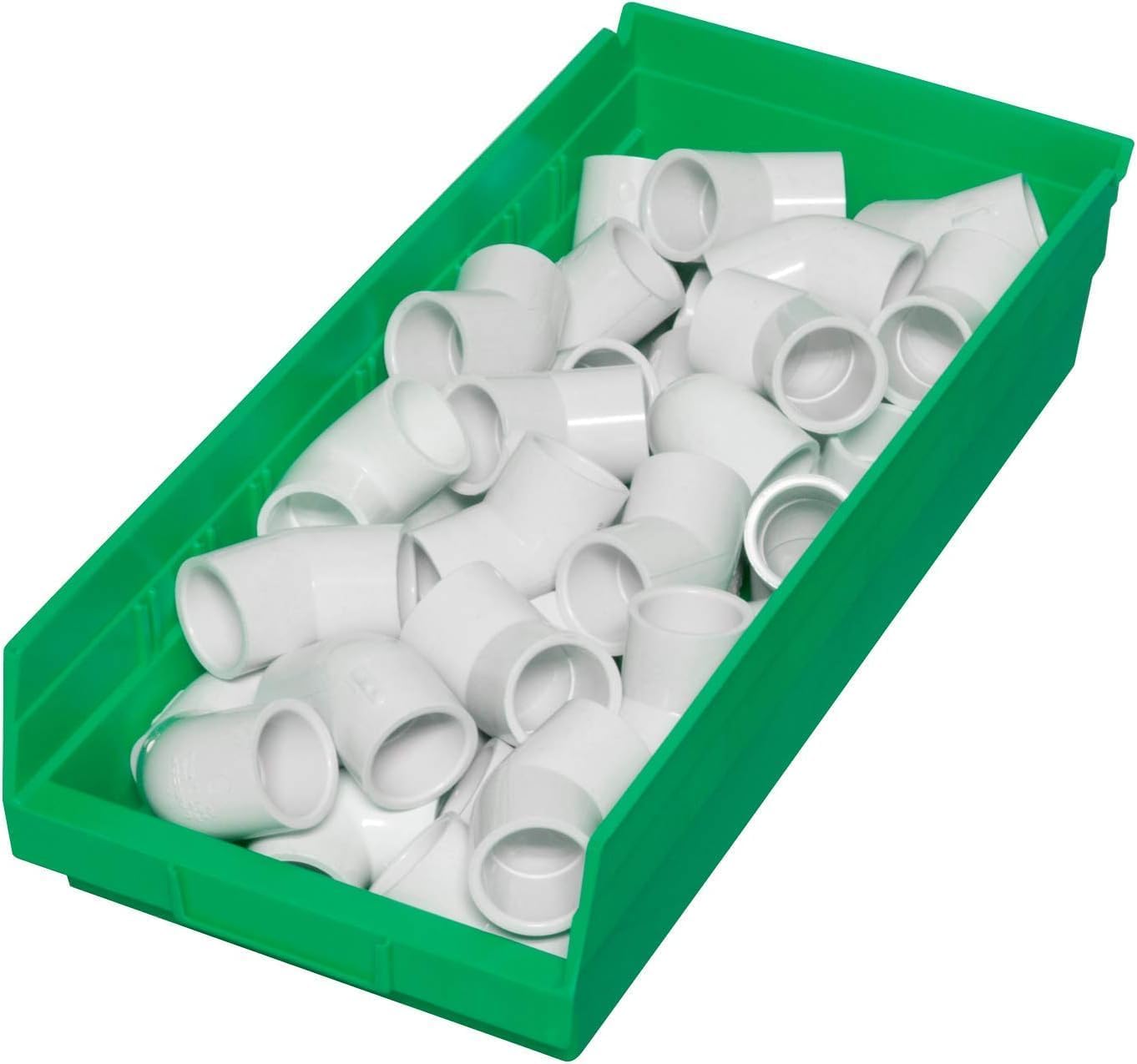 Akro-Mils 30158 Heavy Duty Plastic Shelf Bins, 18"x 8"x 4", Green, 12-Pack
