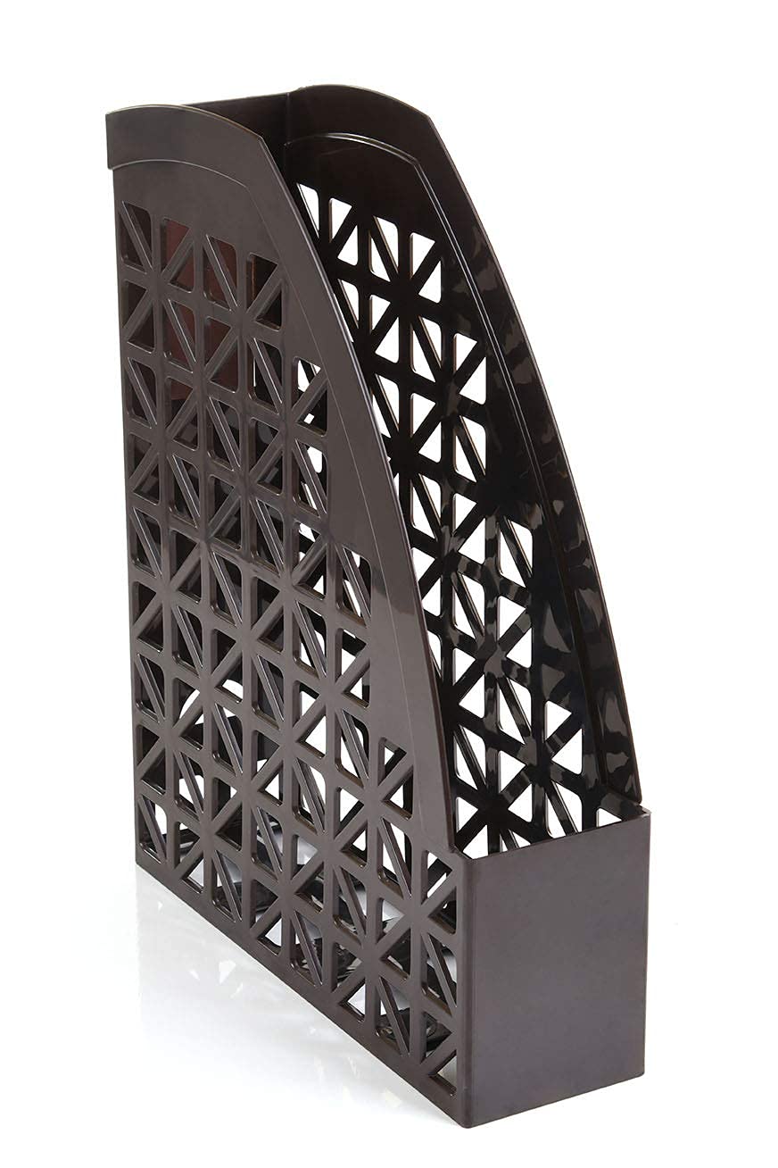 Mintra Office Plastic Desk Organizer 2pk Magazine File (Brown)