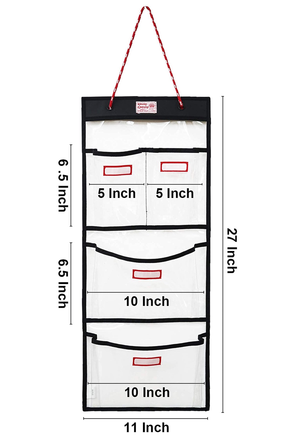 Rough Enough Locker Organizer, 4 Pockets Hanging for Gym Work Wall, Clear