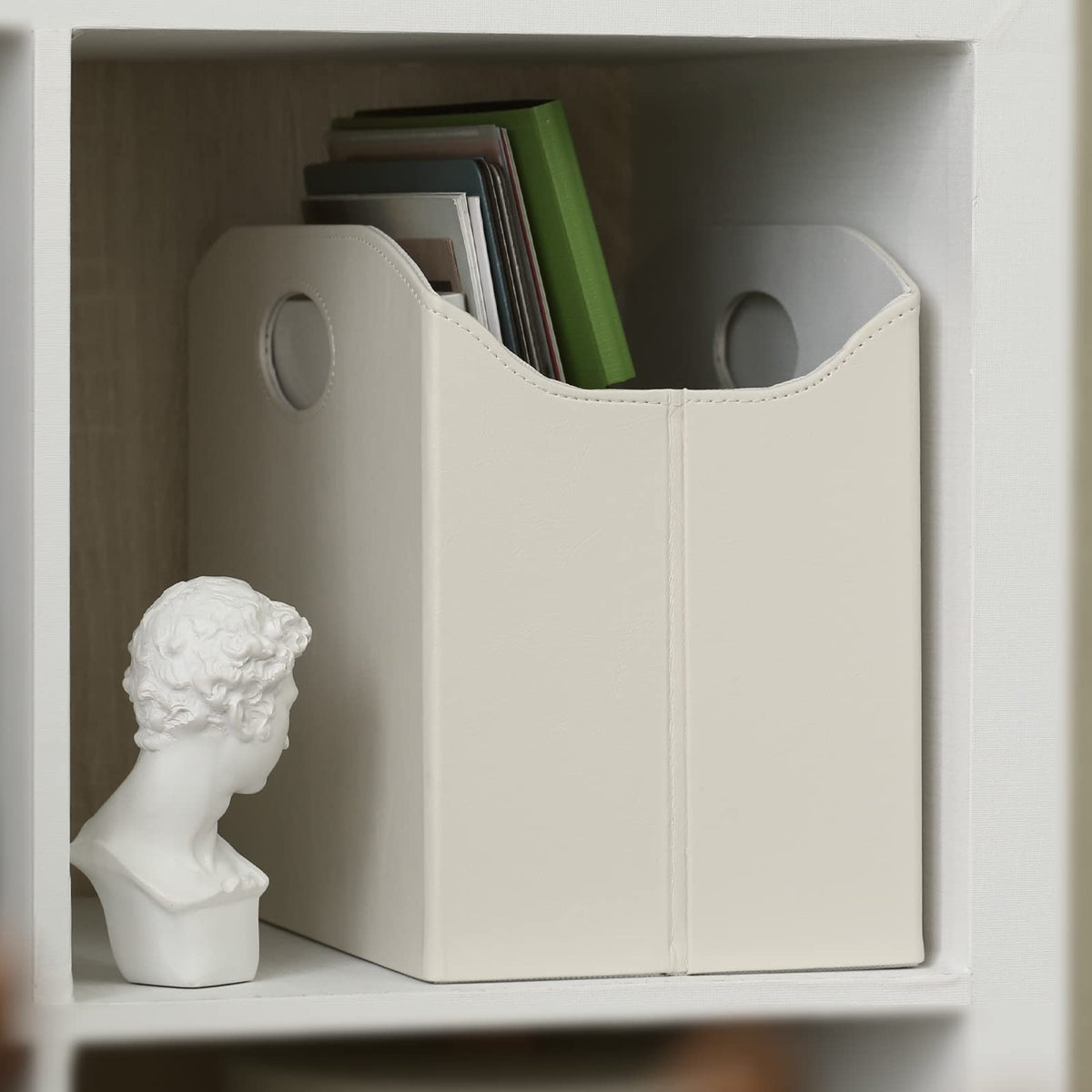 EZDeco Magazine Holder Foldable Magazine Rack Floor PU Leather File Holder Newspaper Book Storage
