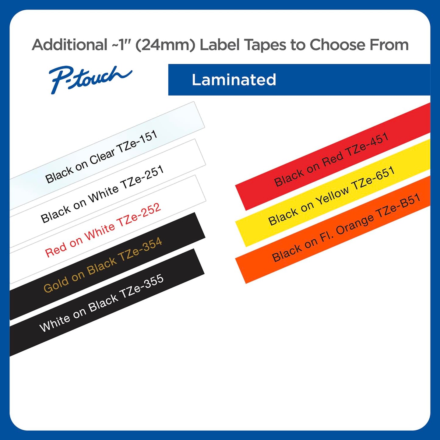 Brother Genuine P-Touch TZE-651 Tape, 1" (24 mm) Standard Laminated P-Touch Tape, Black on Yellow
