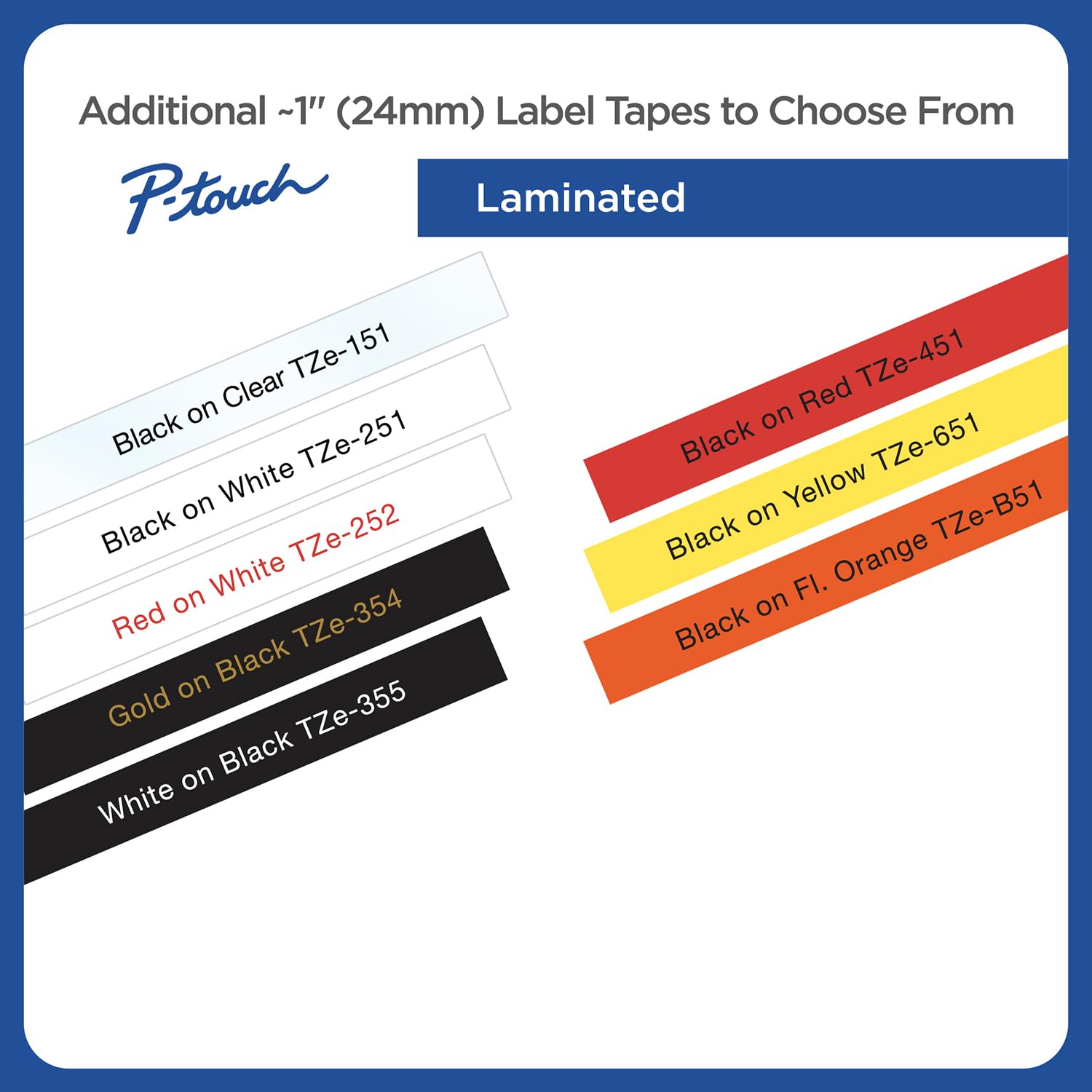 Brother Genuine P-Touch TZE-651 Tape, 1" (24 mm) Standard Laminated P-Touch Tape, Black on Yellow