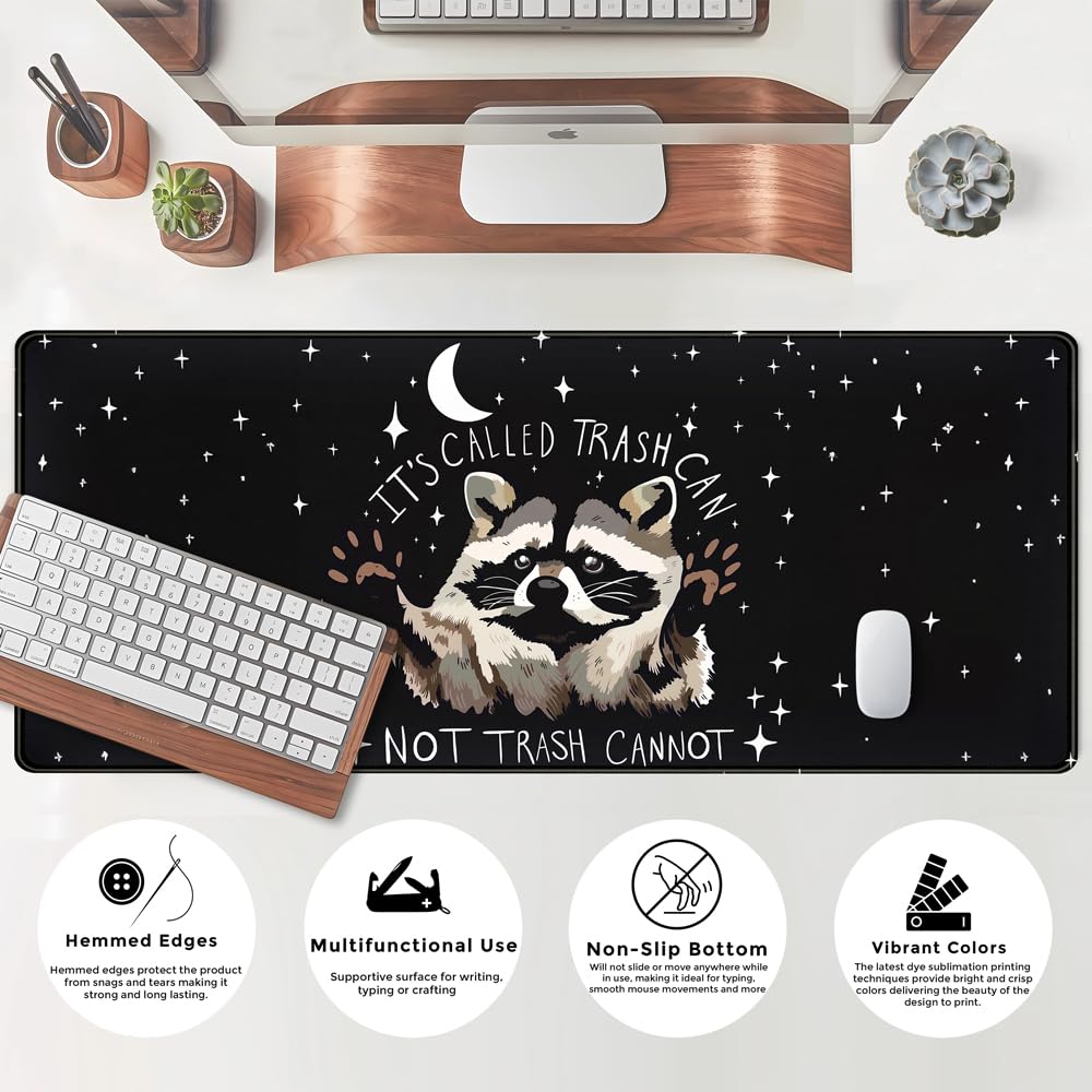 It's Trash Can Not Trash Cannot Desk Pad Cute Black Desk Mat Gaming Screaming Possum Mouse Pad