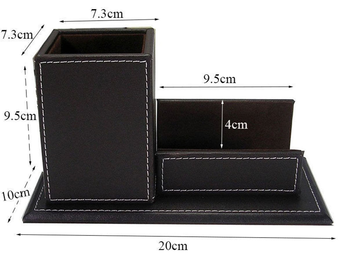 KINGFOM PU Leather Desk Organizer and Accessories, Pencil Holder for Desk with Business Cards